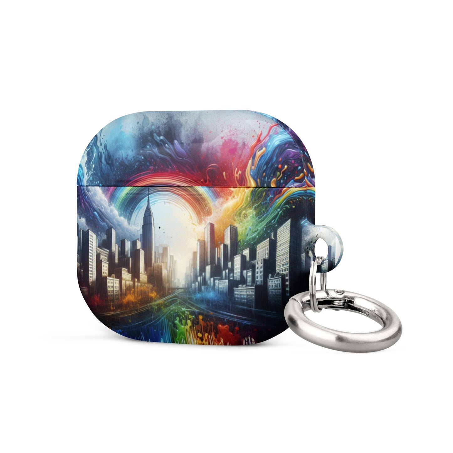 Rainbow City AirPods® Case | Premium Impact Protection | Metal Carabiner | Scratch & Drop Proof - BrushstrokesOfCode