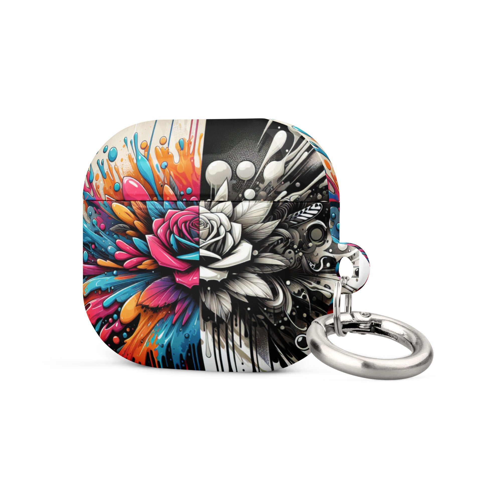 Artistic Rose AirPods® Case | Impact-Resistant Polycarbonate | Metal Carabiner | Scratch & Drop Protection - BrushstrokesOfCode