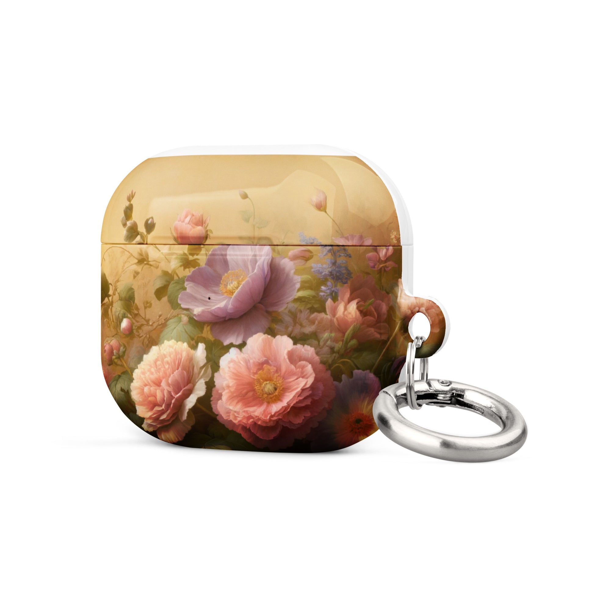 Vintage Floral AirPods® Case | Impact-Resistant Polycarbonate | Metal Carabiner | Scratch & Drop Protection - BrushstrokesOfCode