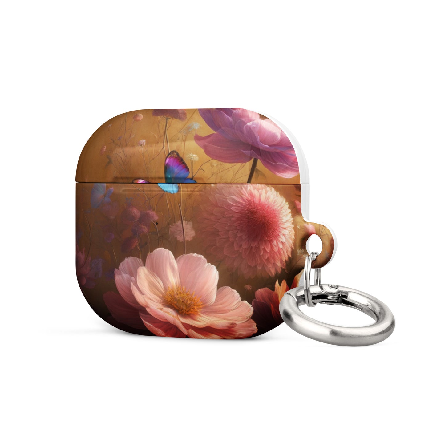 Botanical Butterfly AirPods® Case | Impact-Resistant Polycarbonate | Metal Carabiner | Scratch & Drop Protection - BrushstrokesOfCode