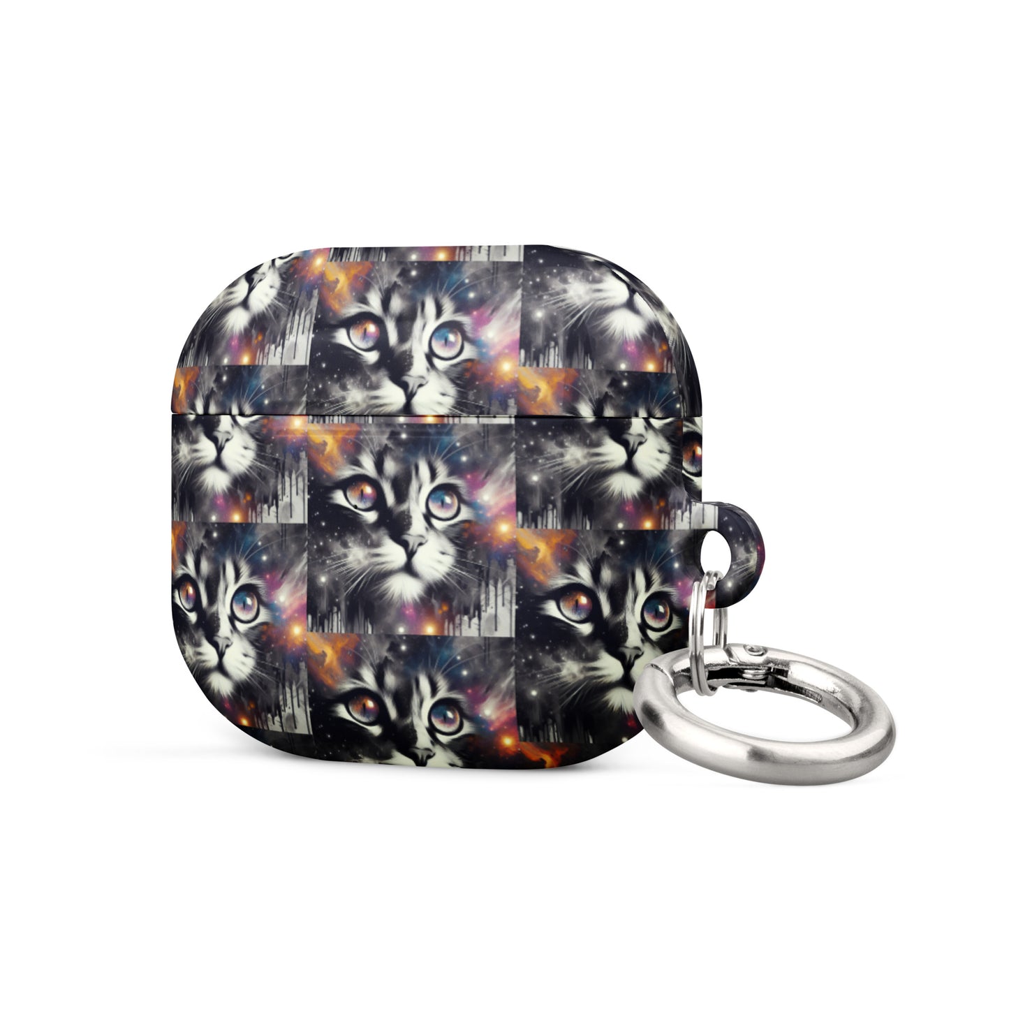 Galactic Cat AirPods® Case | Impact-Resistant Polycarbonate | Metal Carabiner | Scratch & Drop Protection - BrushstrokesOfCode