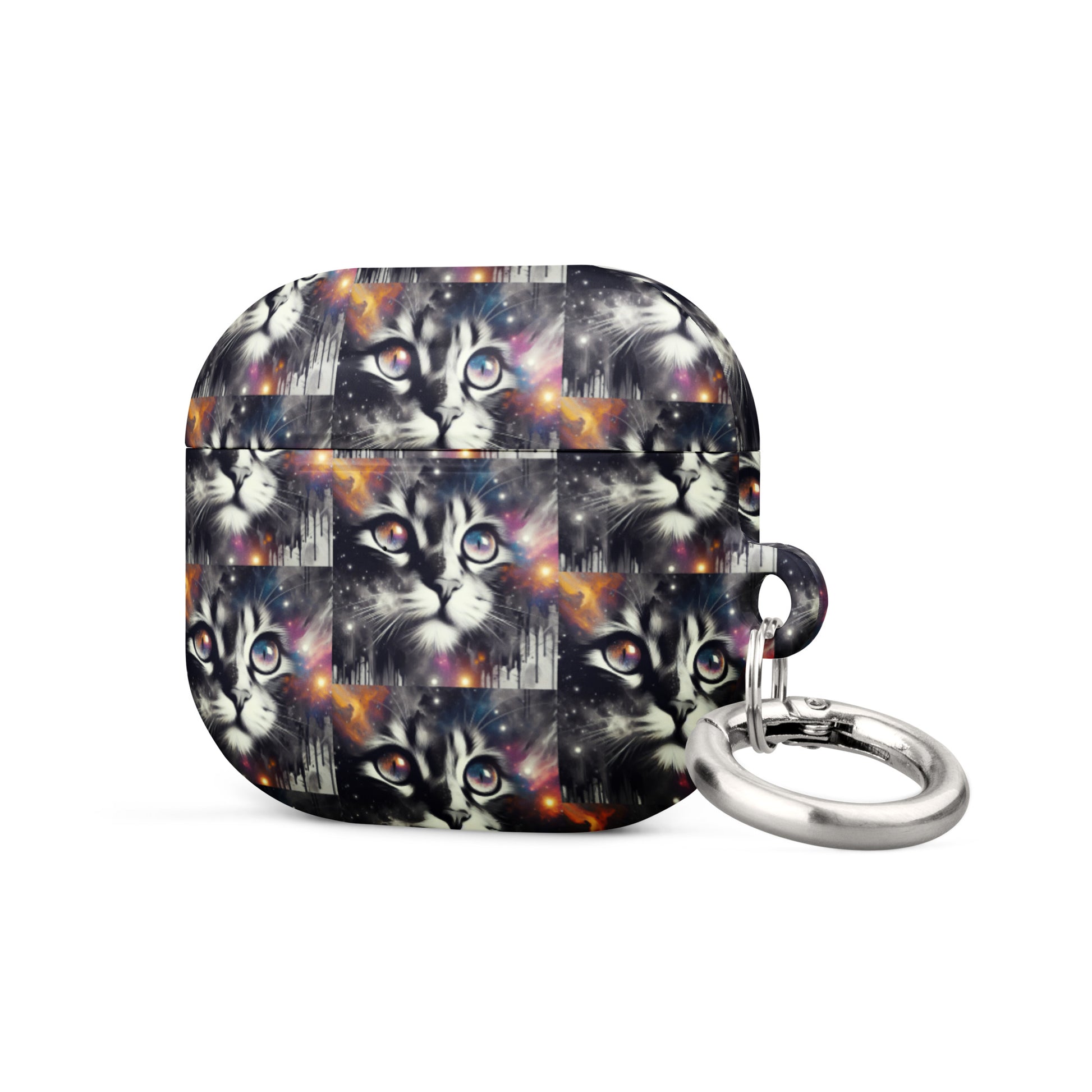 Galactic Cat AirPods® Case | Impact-Resistant Polycarbonate | Metal Carabiner | Scratch & Drop Protection - BrushstrokesOfCode