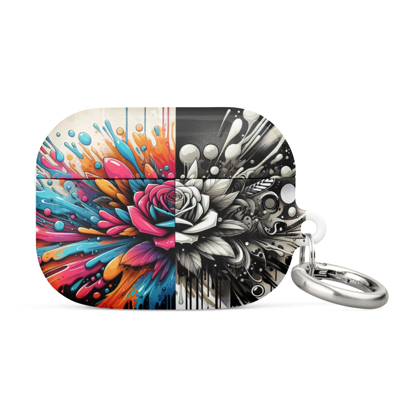 Artistic Rose AirPods® Case | Impact-Resistant Polycarbonate | Metal Carabiner | Scratch & Drop Protection - BrushstrokesOfCode