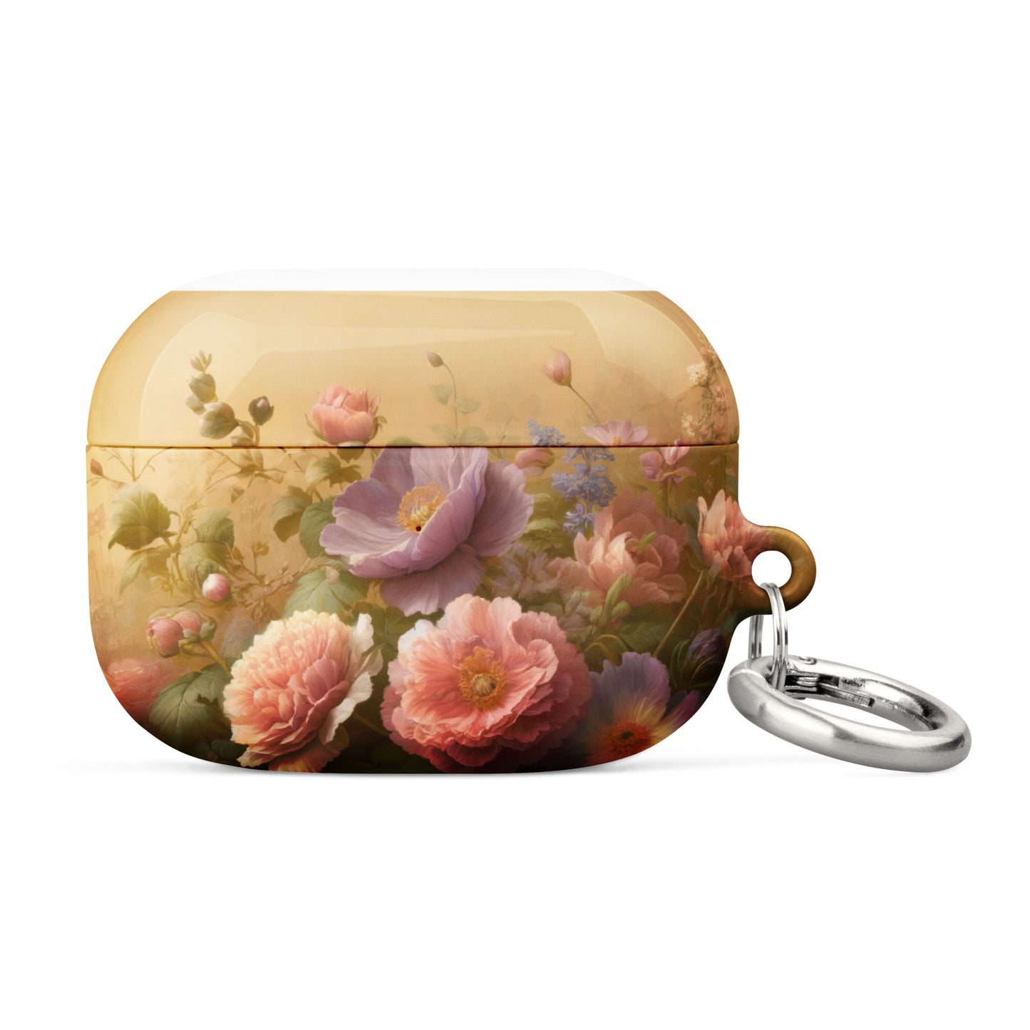Vintage Floral AirPods® Case | Impact-Resistant Polycarbonate | Metal Carabiner | Scratch & Drop Protection - BrushstrokesOfCode