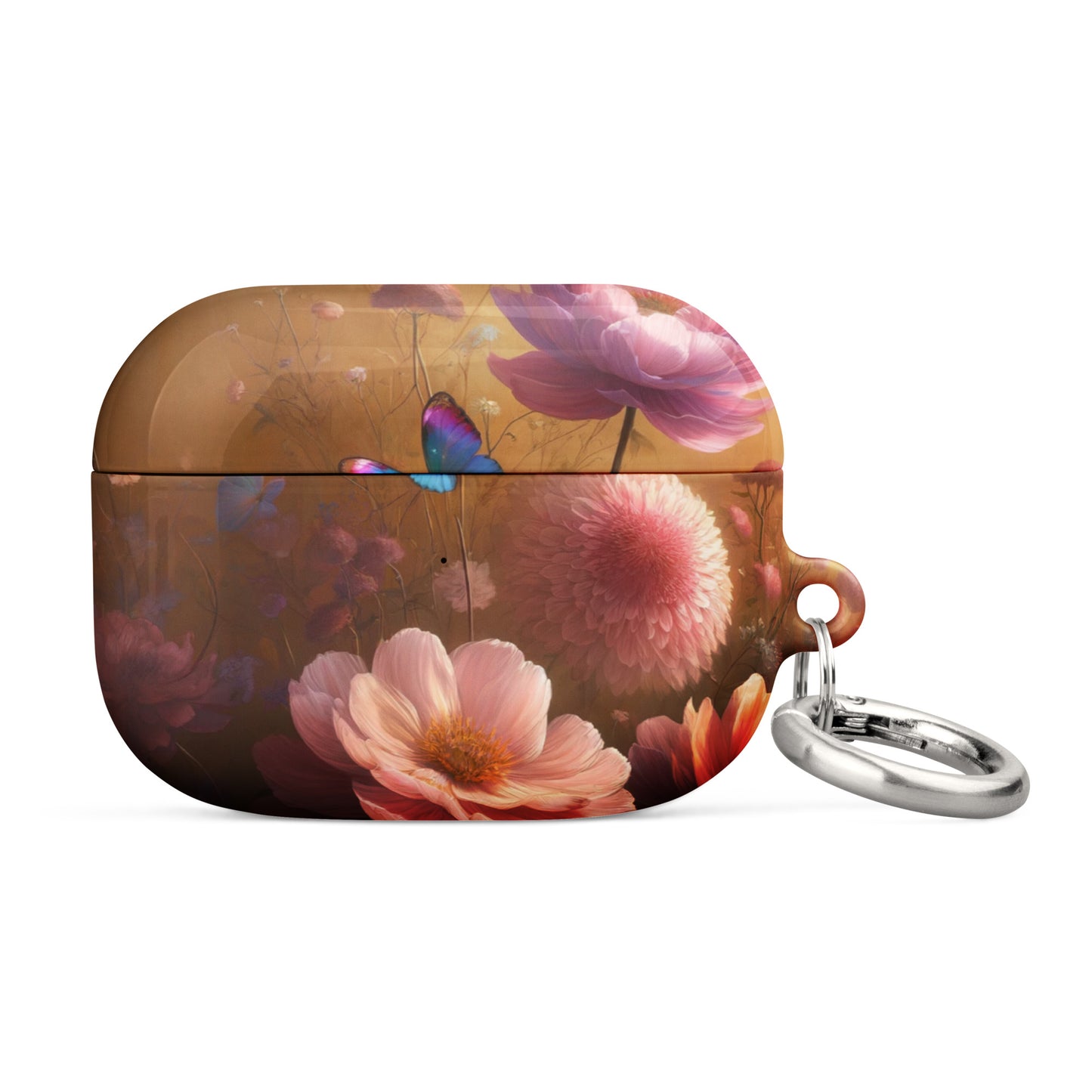 Botanical Butterfly AirPods® Case | Impact-Resistant Polycarbonate | Metal Carabiner | Scratch & Drop Protection - BrushstrokesOfCode