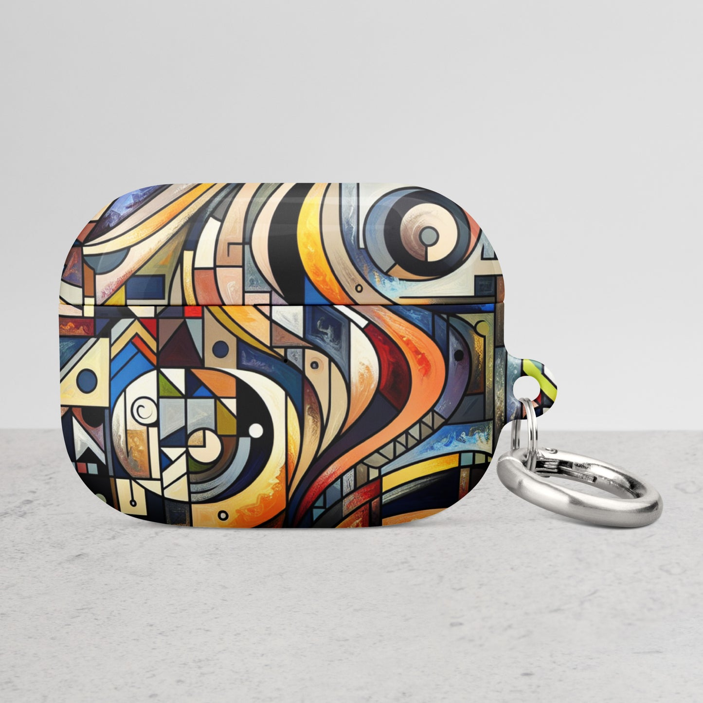 Abstract Mosaic AirPods® Case | Impact-Resistant Polycarbonate | Metal Carabiner | Scratch & Drop Protection - BrushstrokesOfCode