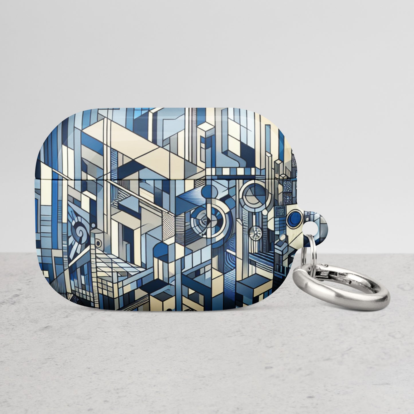Modern Geometric AirPods® Case | Impact-Resistant Polycarbonate | Metal Carabiner | Scratch & Drop Protection - BrushstrokesOfCode