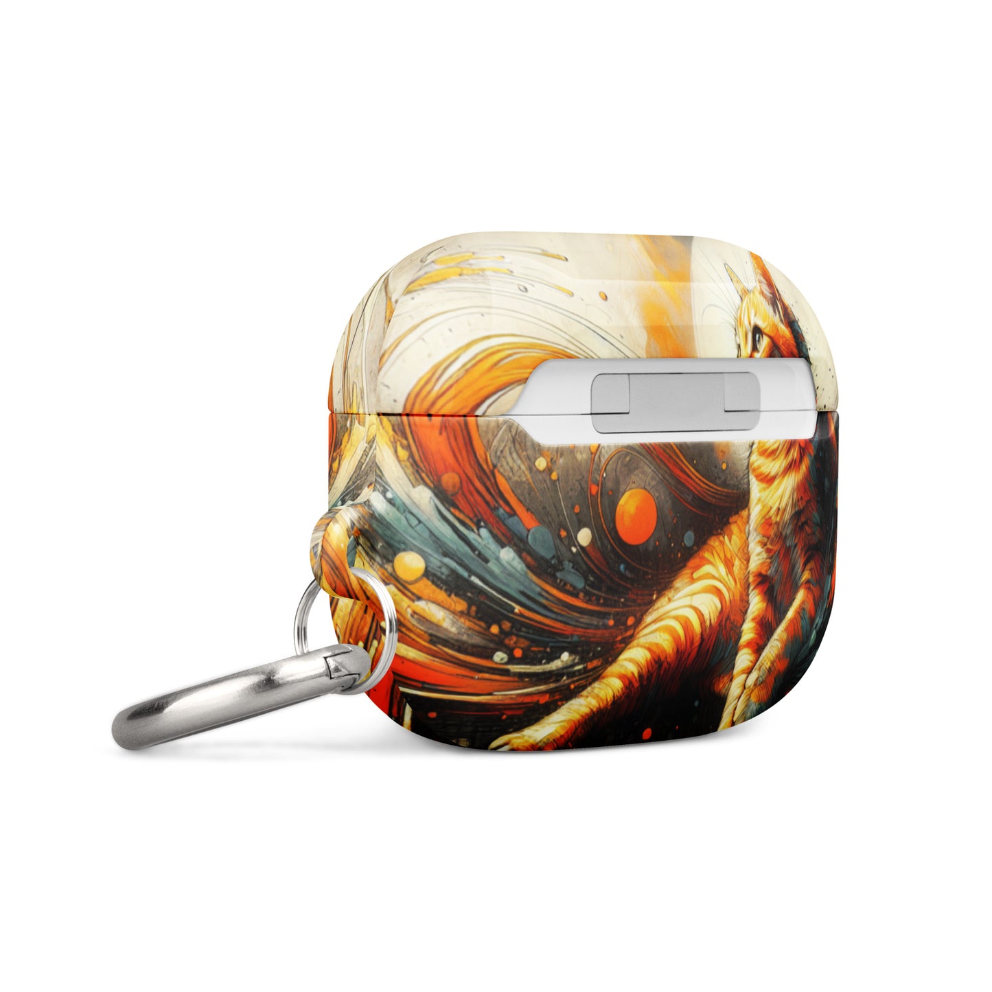 Elegant Cat AirPods® Case | Impact-Absorbing Polycarbonate | Metal Carabiner | Scratch & Drop Protection - BrushstrokesOfCode
