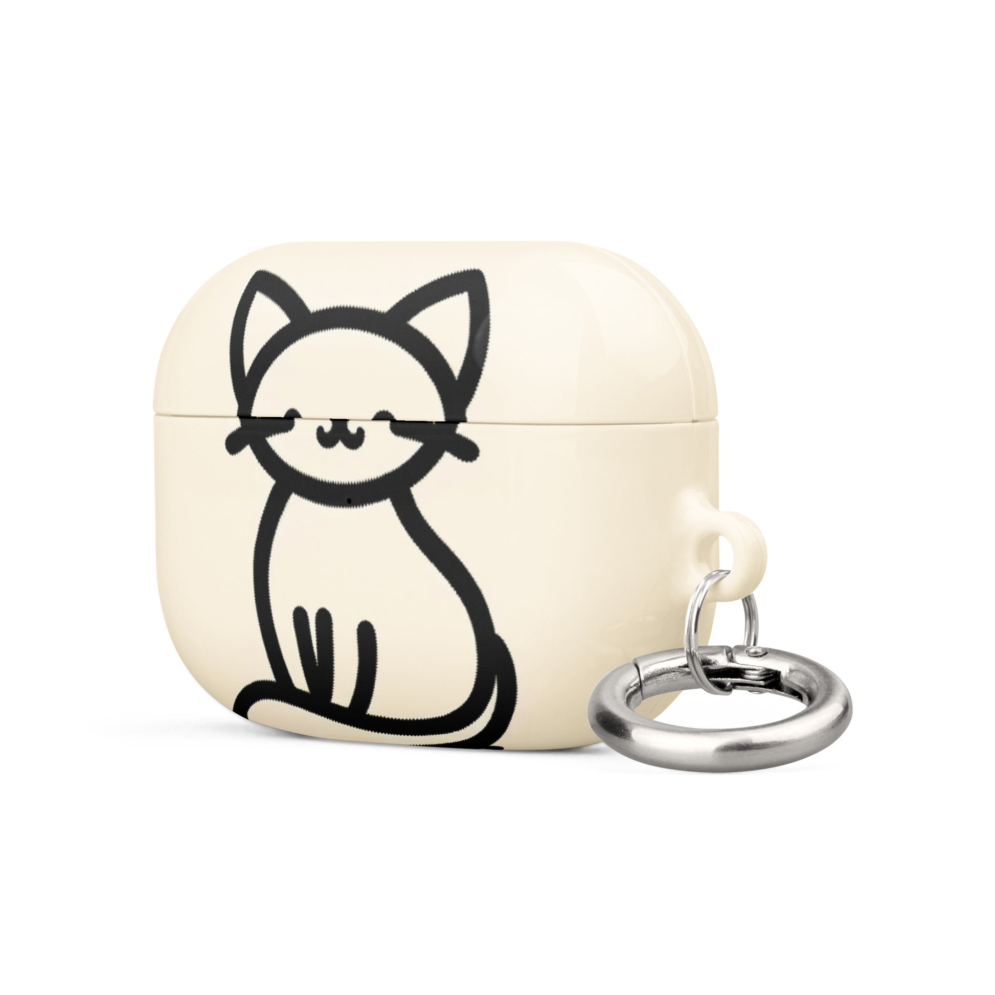 Adorable Cat AirPods® Case with Metal Carabiner - Durable & Impact-Resistant - BrushstrokesOfCode