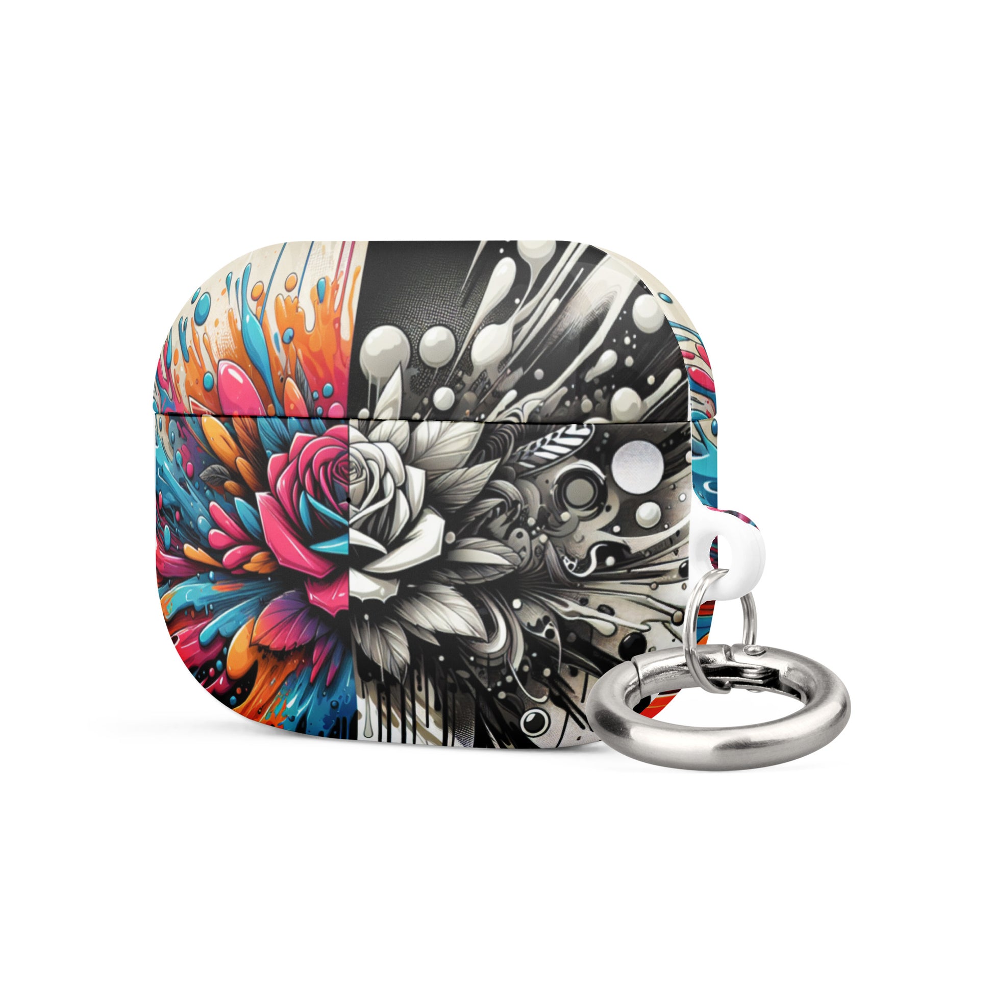 Artistic Rose AirPods® Case | Impact-Resistant Polycarbonate | Metal Carabiner | Scratch & Drop Protection - BrushstrokesOfCode