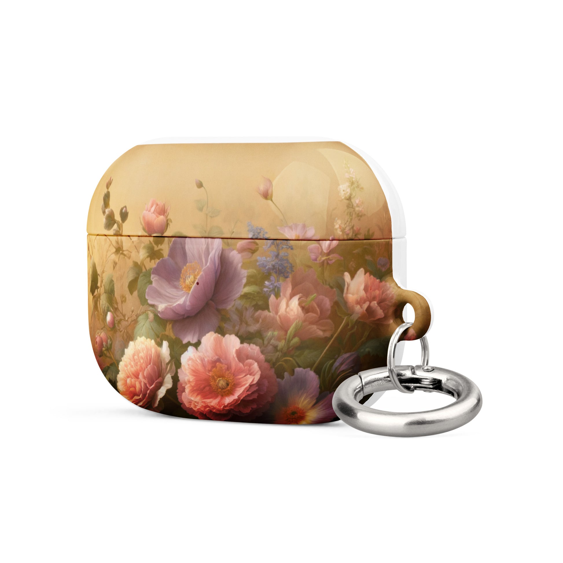 Vintage Floral AirPods® Case | Impact-Resistant Polycarbonate | Metal Carabiner | Scratch & Drop Protection - BrushstrokesOfCode