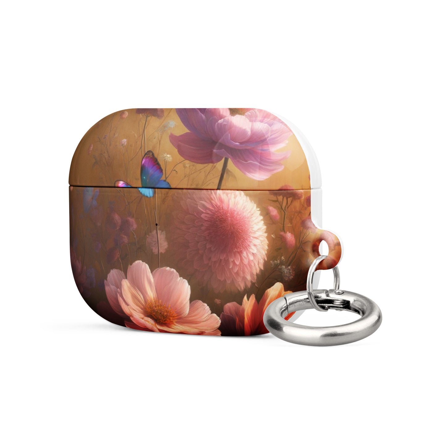 Botanical Butterfly AirPods® Case | Impact-Resistant Polycarbonate | Metal Carabiner | Scratch & Drop Protection - BrushstrokesOfCode