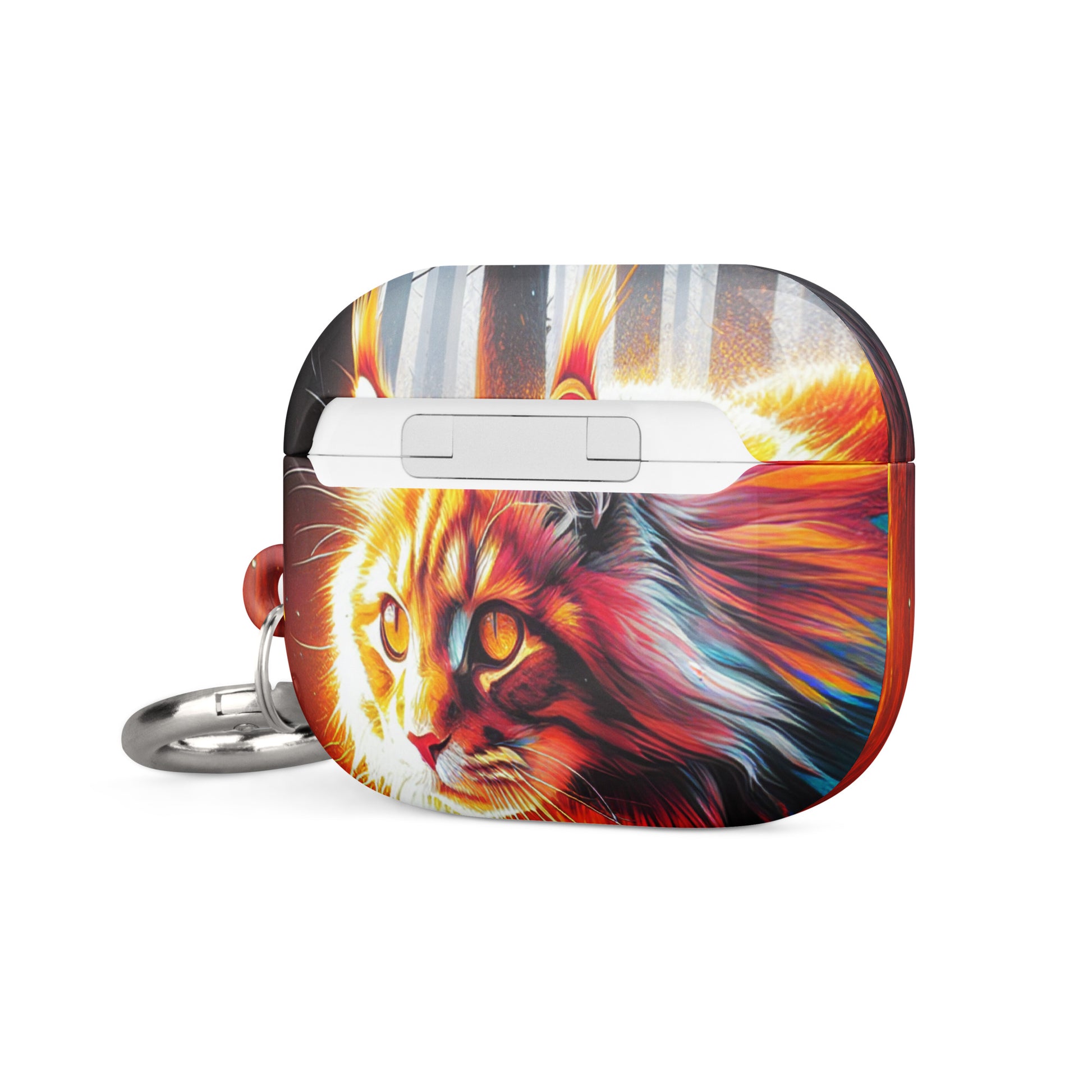 Cat Design AirPods® Case | Impact-Absorbing Polycarbonate | Metal Carabiner | Scratch & Drop Protection - BrushstrokesOfCode