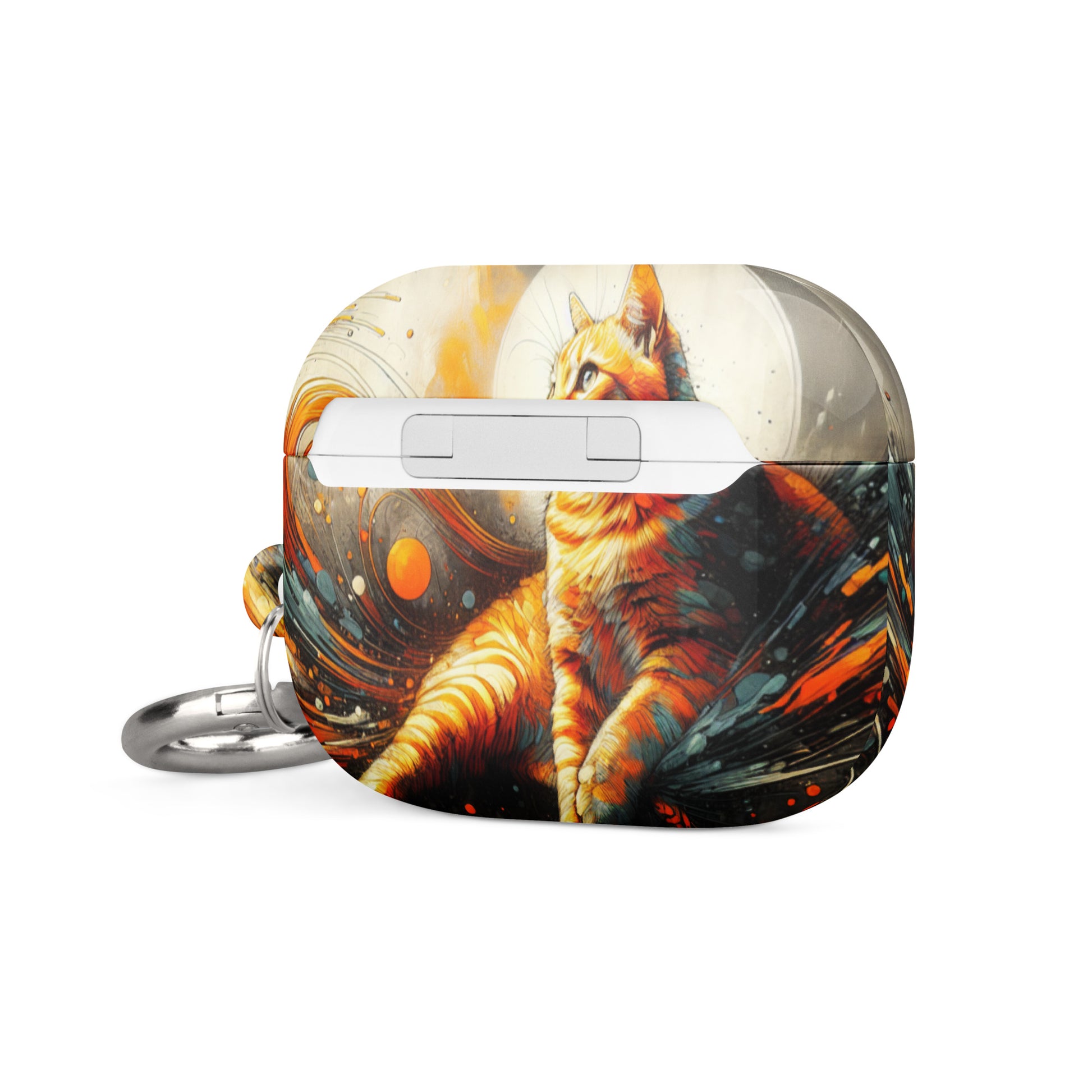 Elegant Cat AirPods® Case | Impact-Absorbing Polycarbonate | Metal Carabiner | Scratch & Drop Protection - BrushstrokesOfCode