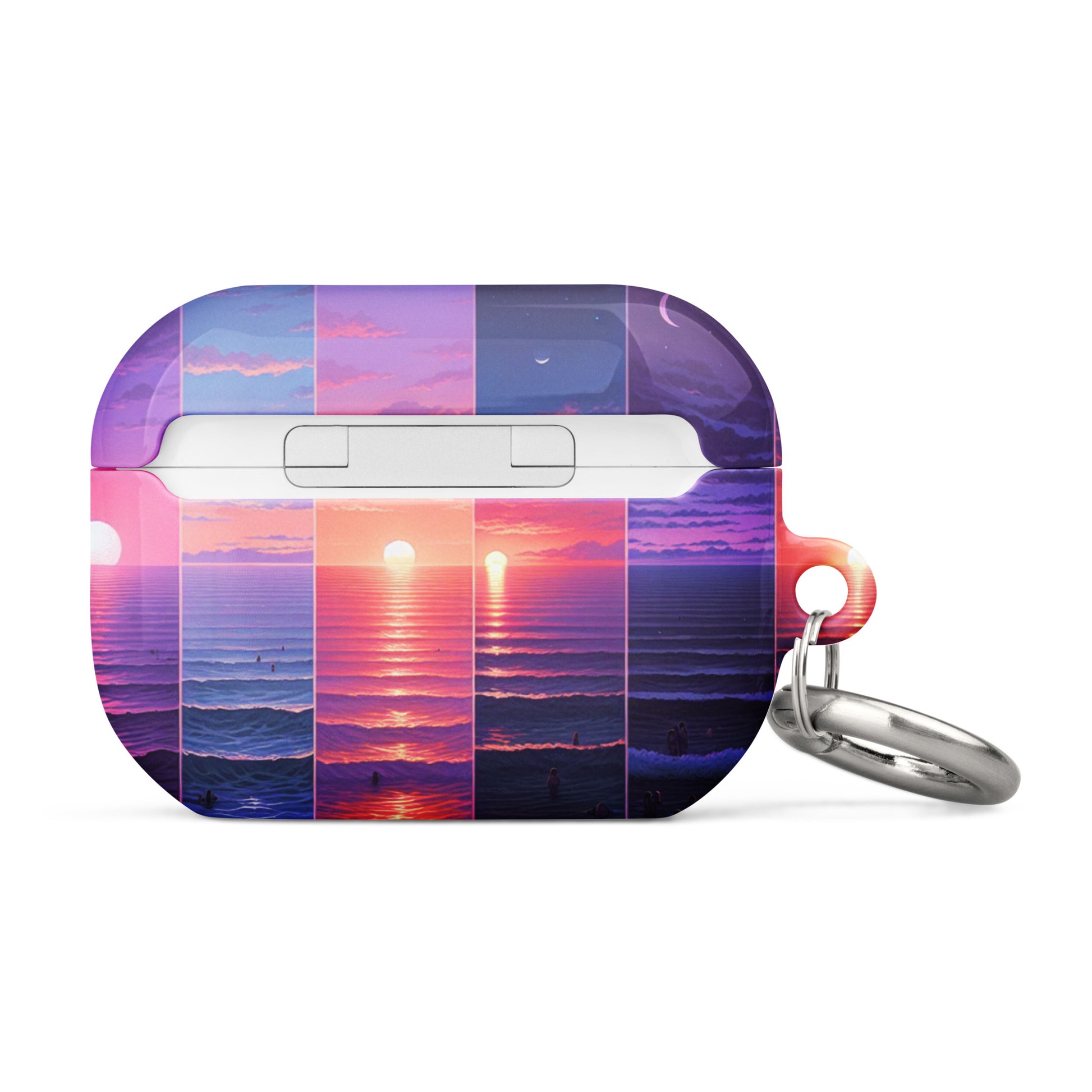 Stunning Sunset AirPods® Case with Metal Carabiner - Impact-Resistant Cover - BrushstrokesOfCode
