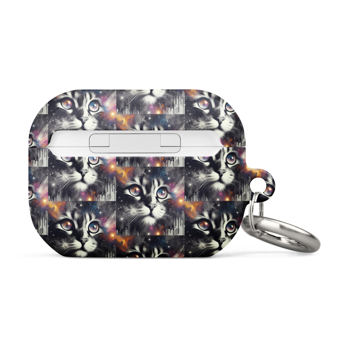 Galactic Cat AirPods® Case | Impact-Resistant Polycarbonate | Metal Carabiner | Scratch & Drop Protection - BrushstrokesOfCode
