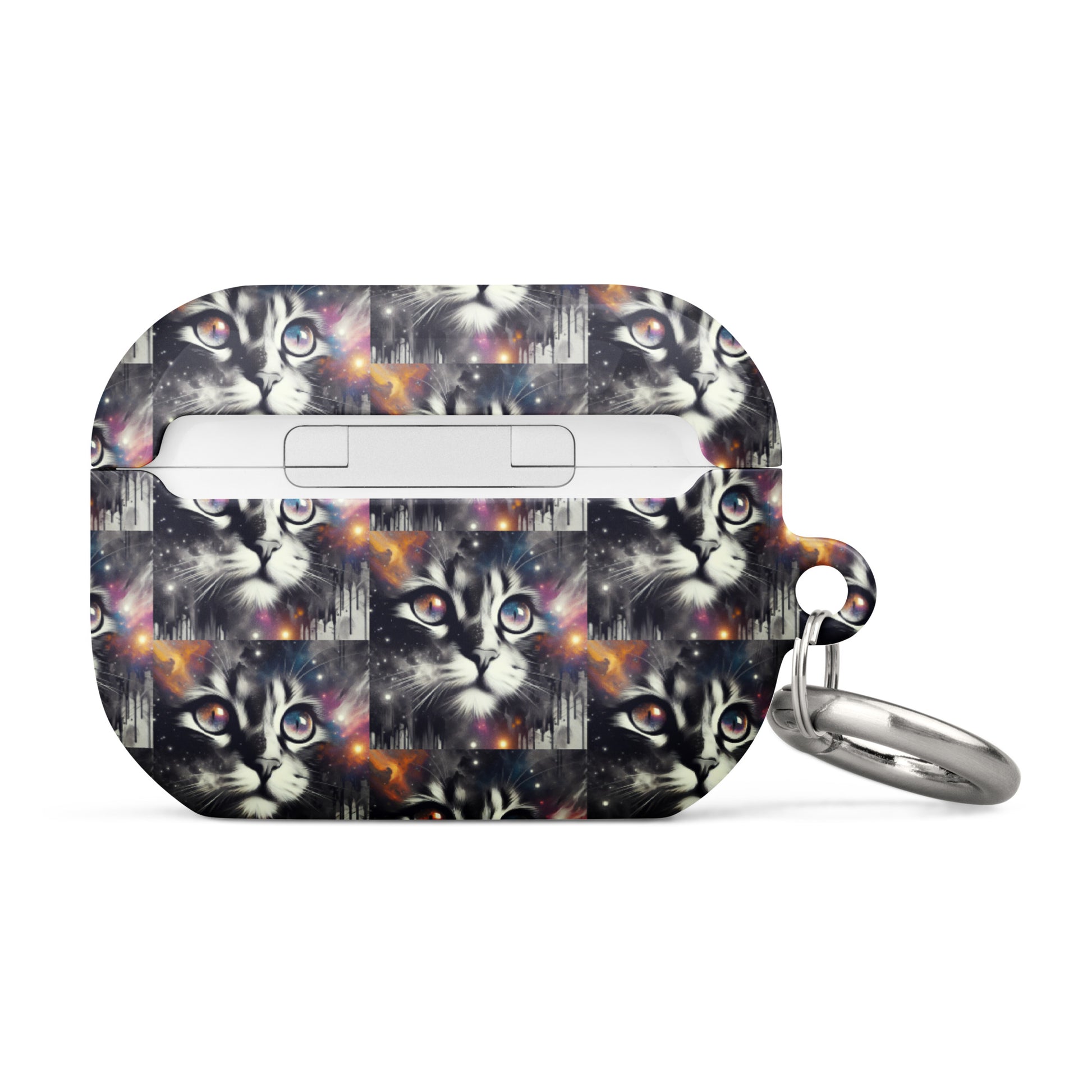 Galactic Cat AirPods® Case | Impact-Resistant Polycarbonate | Metal Carabiner | Scratch & Drop Protection - BrushstrokesOfCode