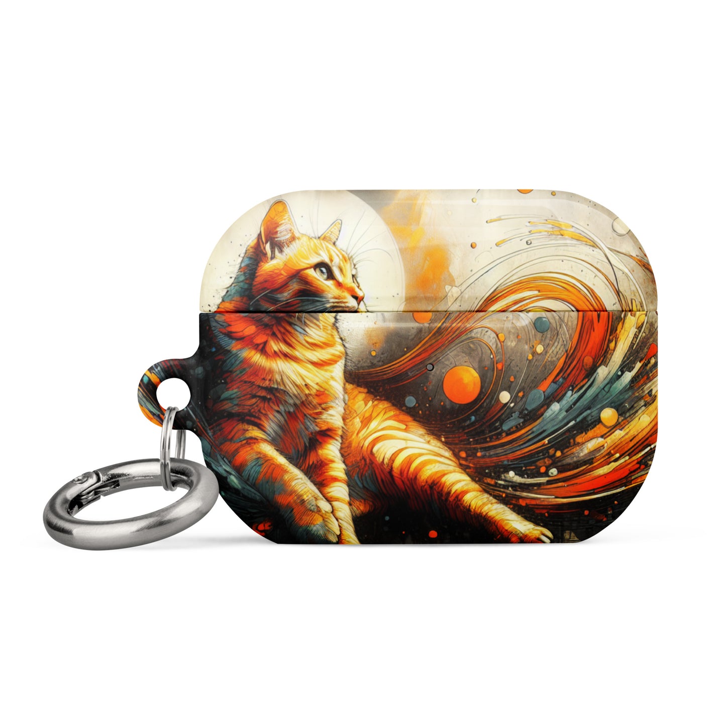 Elegant Cat AirPods® Case | Impact-Absorbing Polycarbonate | Metal Carabiner | Scratch & Drop Protection - BrushstrokesOfCode