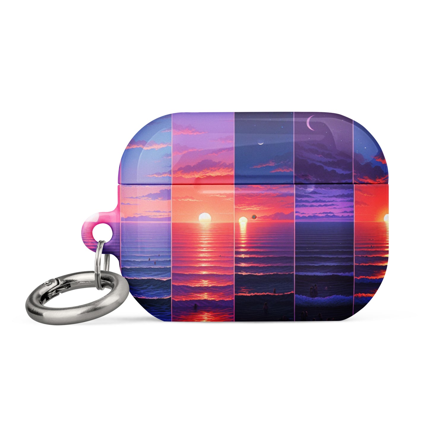 Stunning Sunset AirPods® Case with Metal Carabiner - Impact-Resistant Cover - BrushstrokesOfCode