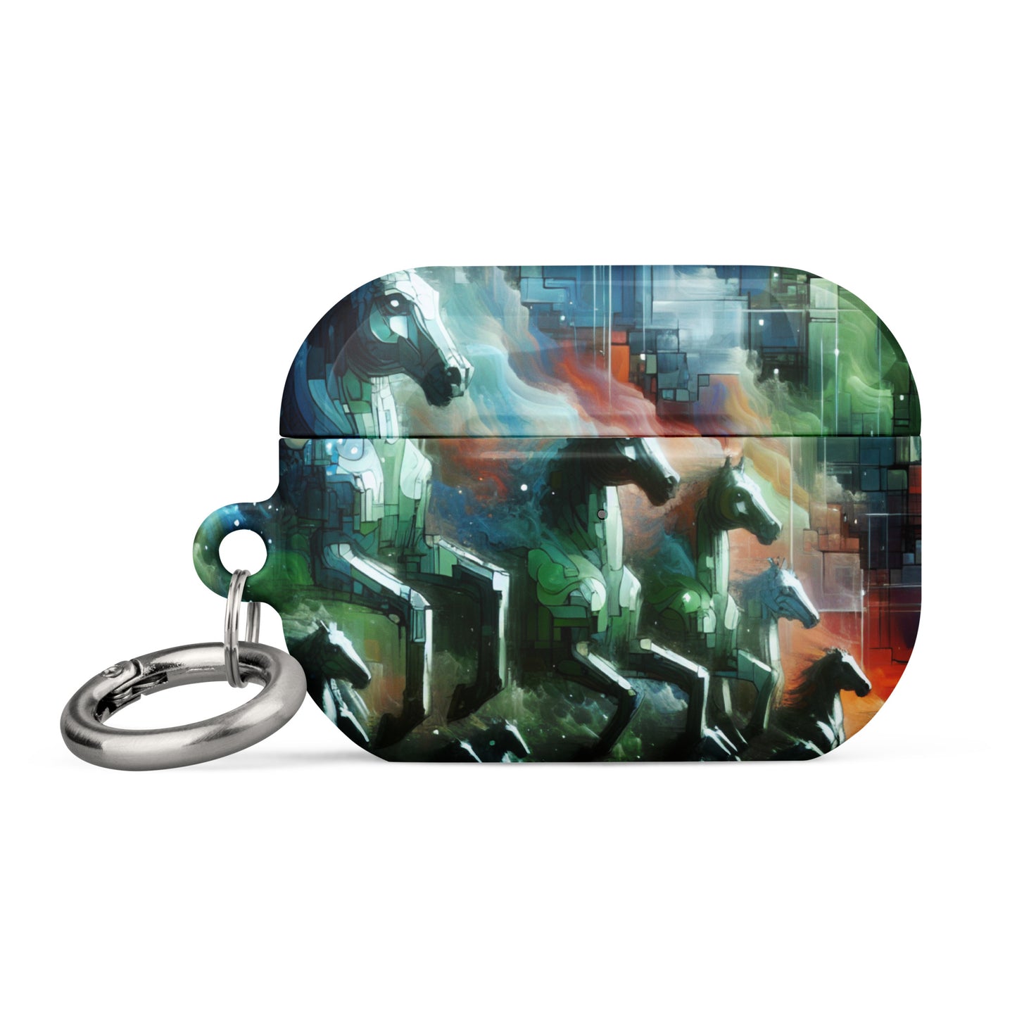 Mystical Horsemen AirPods® Case with Metal Carabiner - Durable & Impact-Resistant - BrushstrokesOfCode