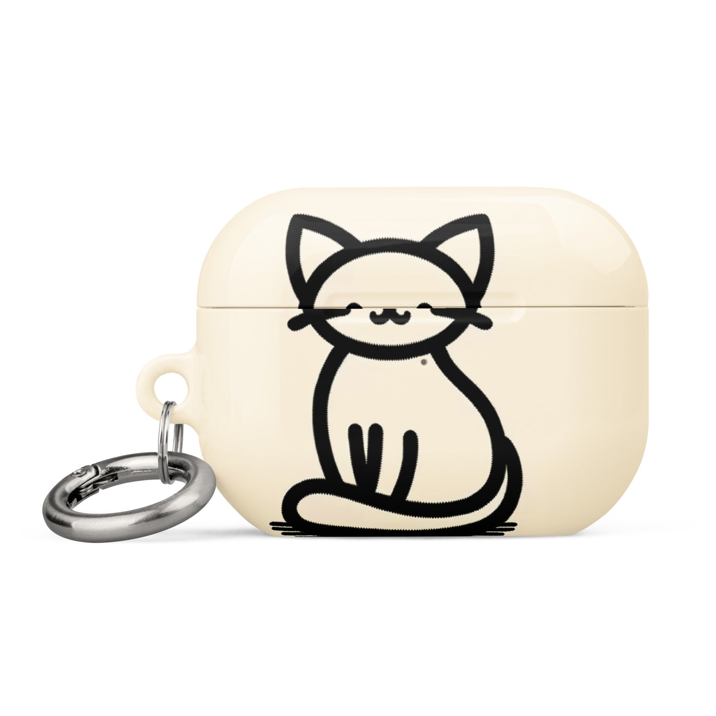 Adorable Cat AirPods® Case with Metal Carabiner - Durable & Impact-Resistant - BrushstrokesOfCode