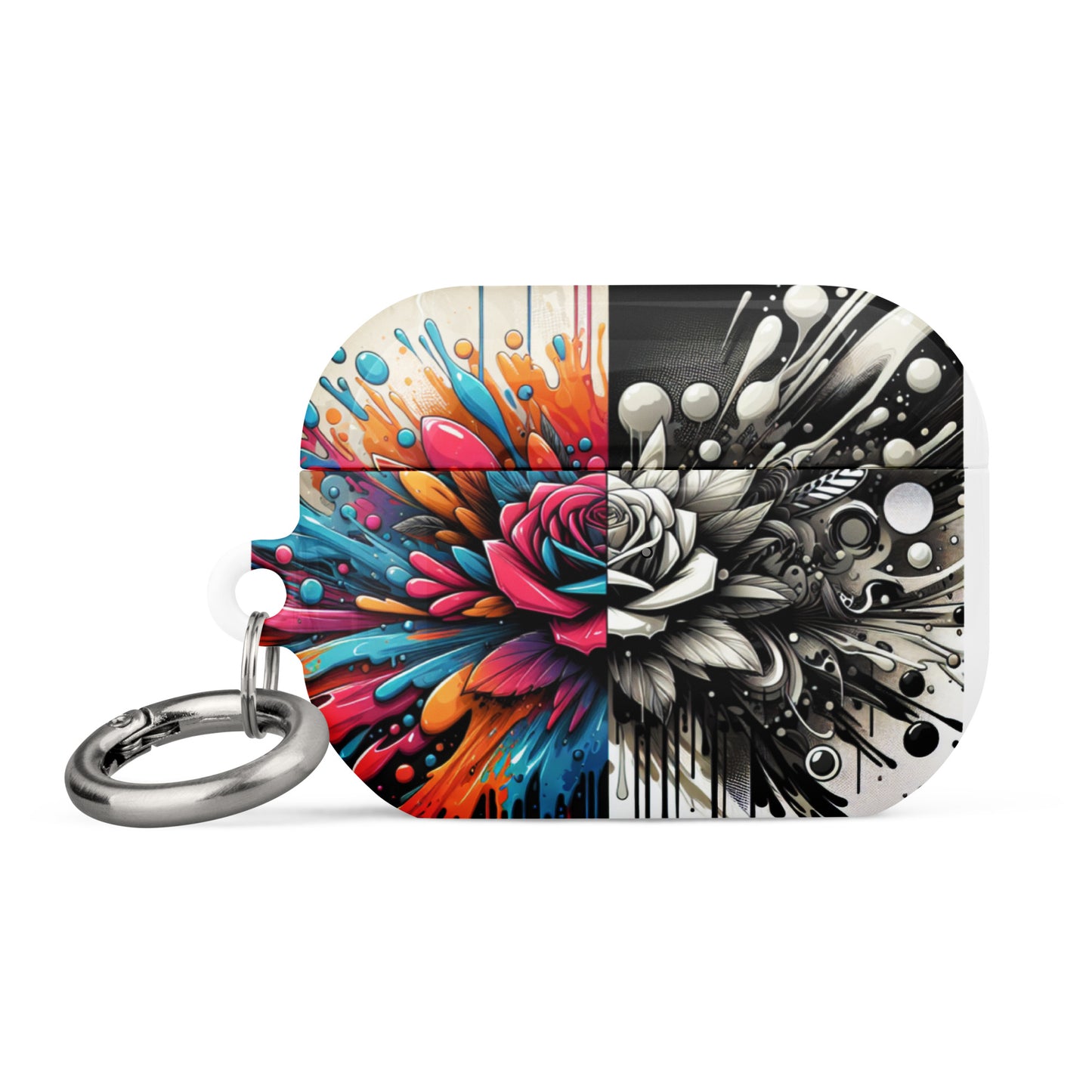 Artistic Rose AirPods® Case | Impact-Resistant Polycarbonate | Metal Carabiner | Scratch & Drop Protection - BrushstrokesOfCode