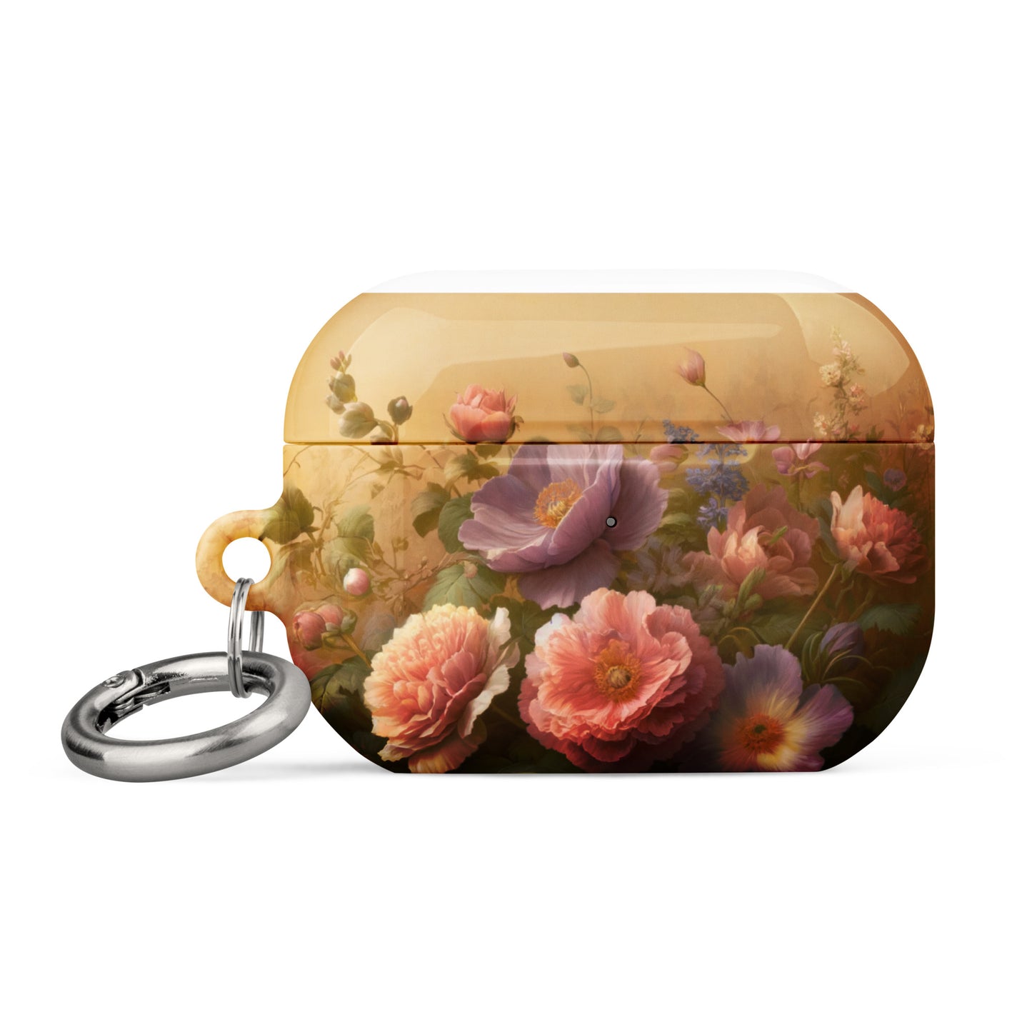 Vintage Floral AirPods® Case | Impact-Resistant Polycarbonate | Metal Carabiner | Scratch & Drop Protection - BrushstrokesOfCode