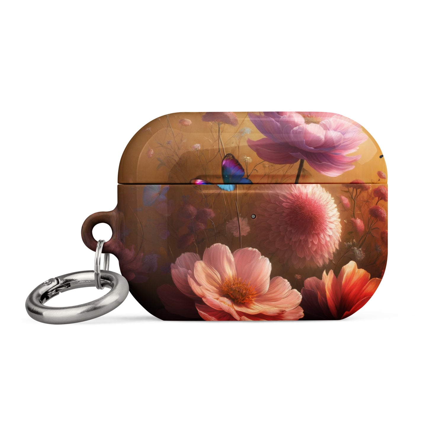 Botanical Butterfly AirPods® Case | Impact-Resistant Polycarbonate | Metal Carabiner | Scratch & Drop Protection - BrushstrokesOfCode