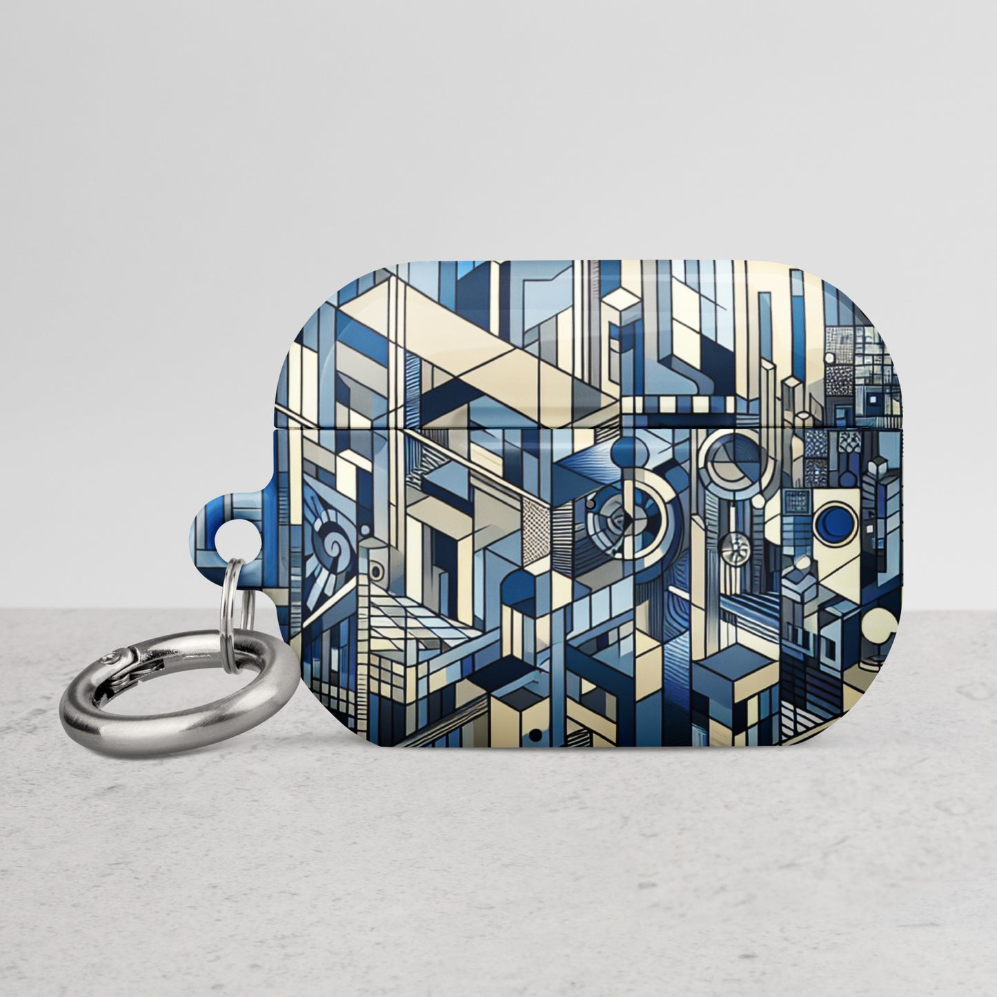 Modern Geometric AirPods® Case | Impact-Resistant Polycarbonate | Metal Carabiner | Scratch & Drop Protection - BrushstrokesOfCode