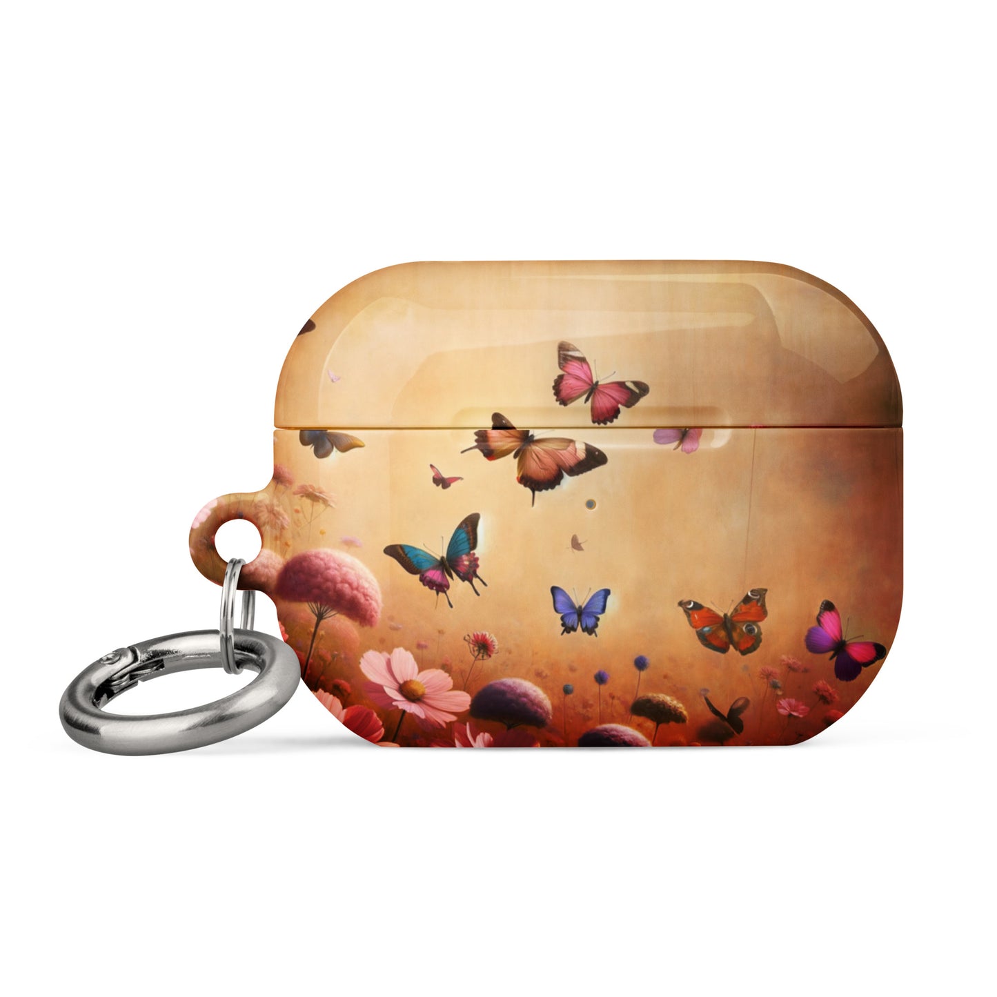 Butterfly Garden AirPods® Case | Impact-Resistant Polycarbonate | Metal Carabiner | Scratch & Drop Protection - BrushstrokesOfCode