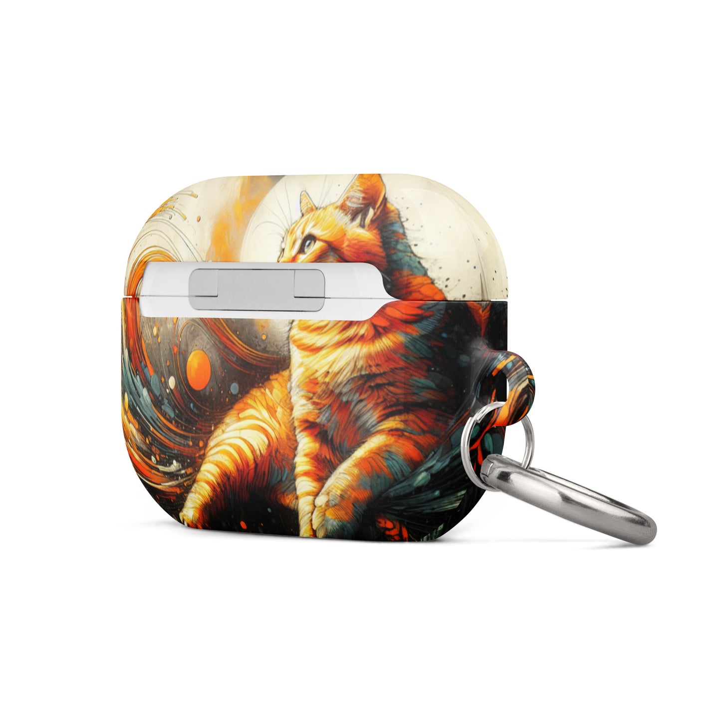 Elegant Cat AirPods® Case | Impact-Absorbing Polycarbonate | Metal Carabiner | Scratch & Drop Protection - BrushstrokesOfCode