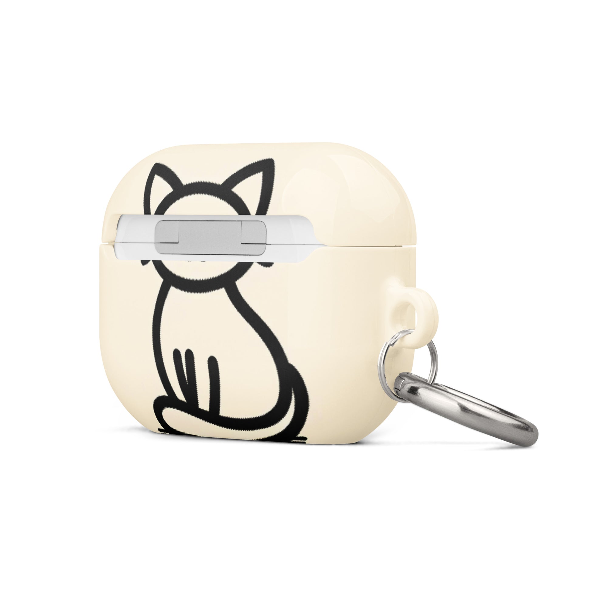 Adorable Cat AirPods® Case with Metal Carabiner - Durable & Impact-Resistant - BrushstrokesOfCode