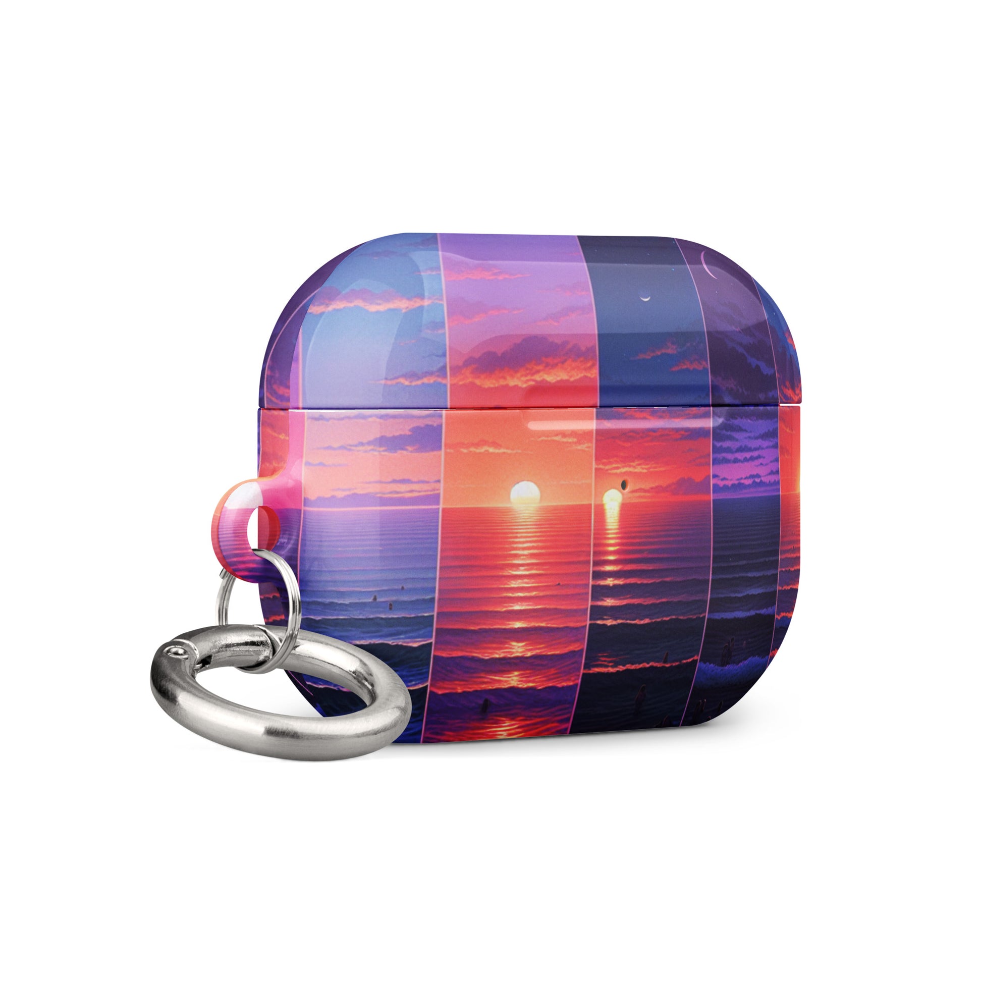 Stunning Sunset AirPods® Case with Metal Carabiner - Impact-Resistant Cover - BrushstrokesOfCode