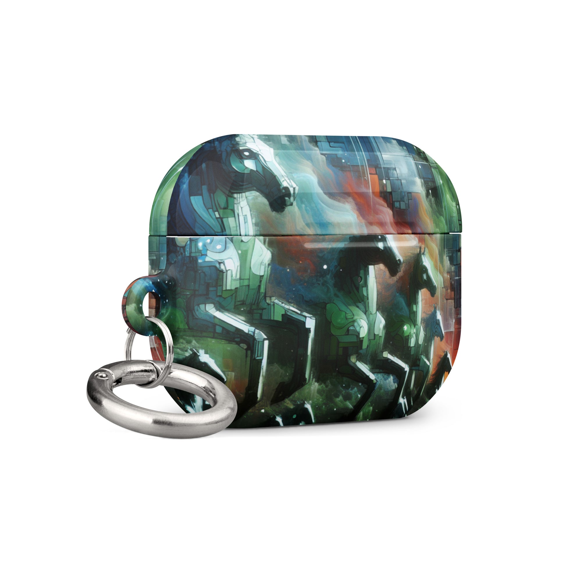 Mystical Horsemen AirPods® Case with Metal Carabiner - Durable & Impact-Resistant - BrushstrokesOfCode