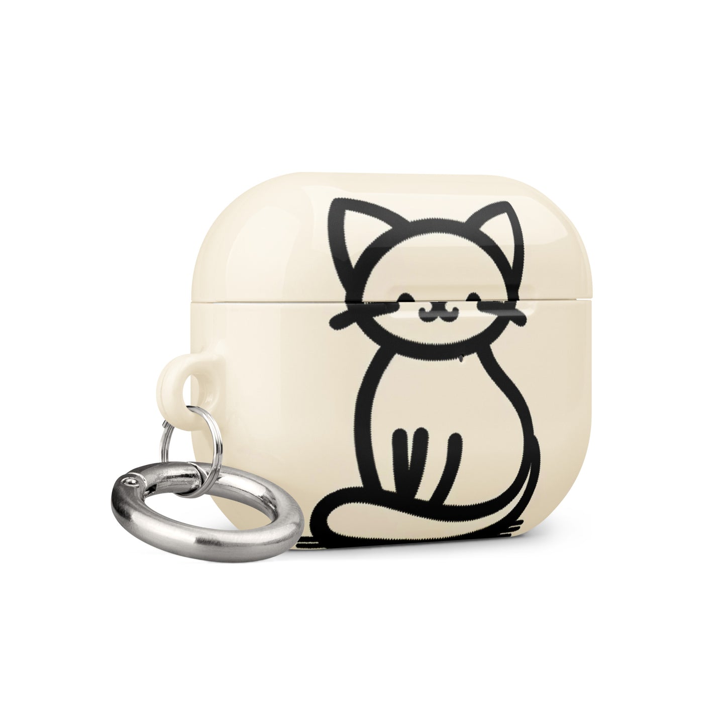 Adorable Cat AirPods® Case with Metal Carabiner - Durable & Impact-Resistant - BrushstrokesOfCode