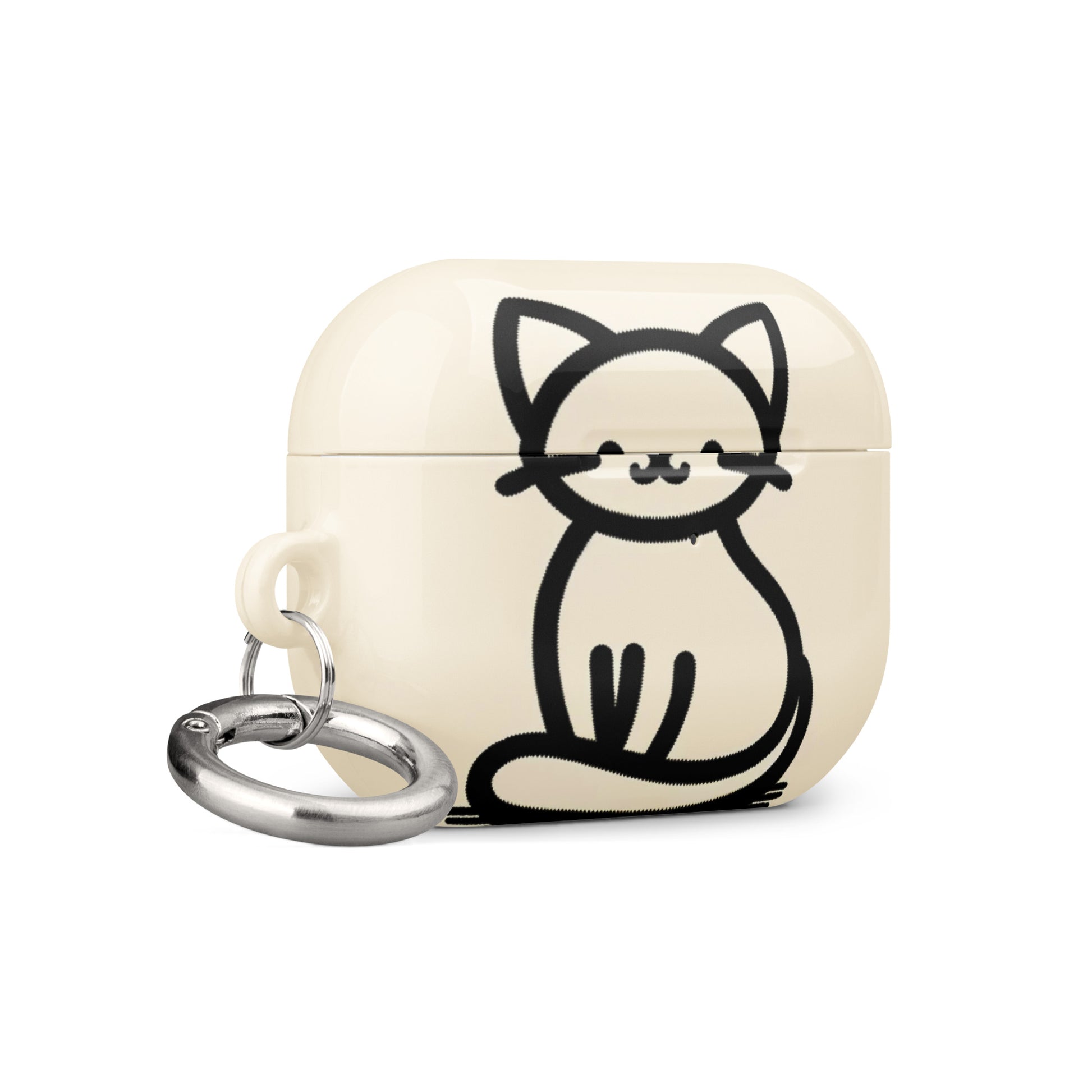 Adorable Cat AirPods® Case with Metal Carabiner - Durable & Impact-Resistant - BrushstrokesOfCode