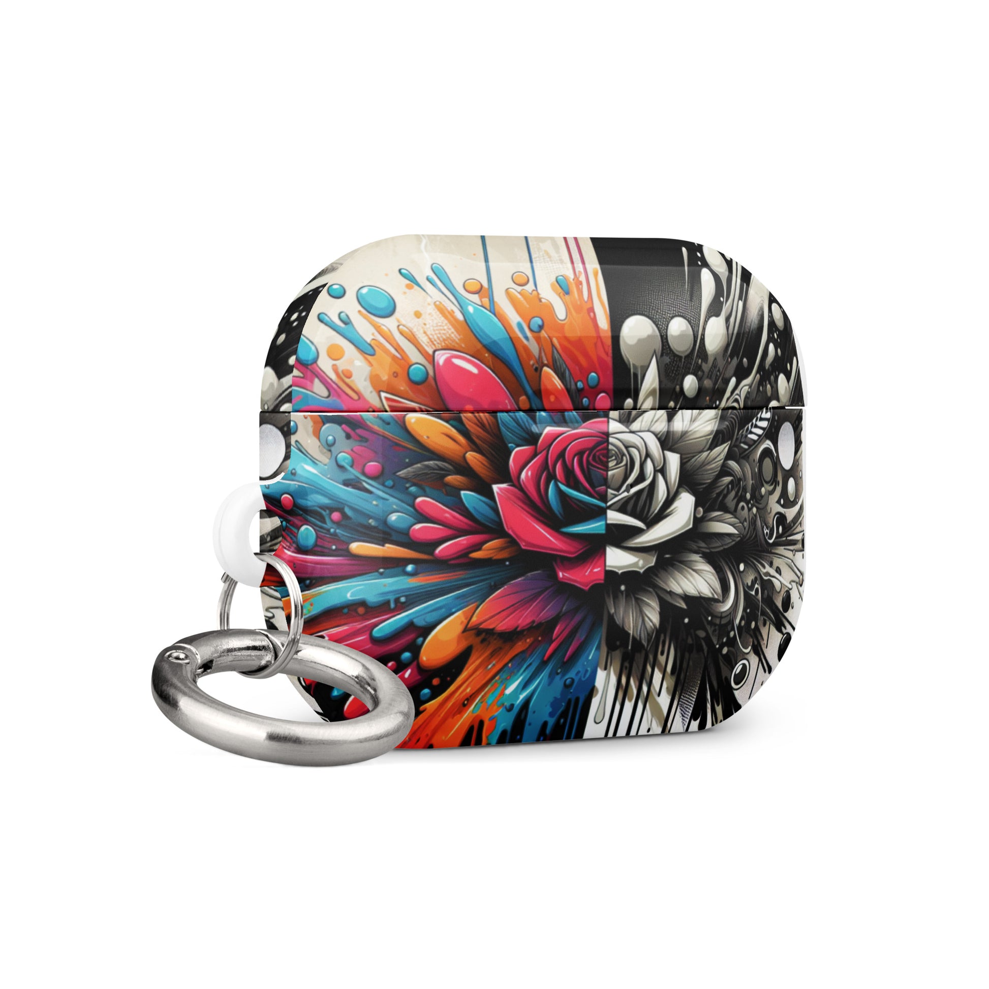 Artistic Rose AirPods® Case | Impact-Resistant Polycarbonate | Metal Carabiner | Scratch & Drop Protection - BrushstrokesOfCode