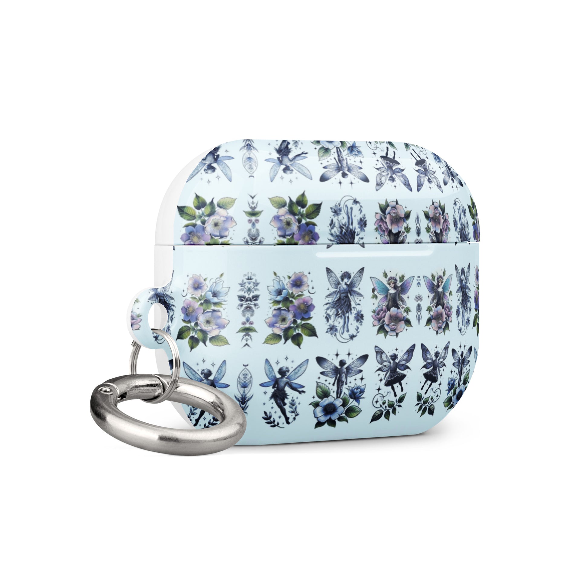 Floral Butterfly AirPods® Case | Impact-Resistant Polycarbonate | Metal Carabiner | Scratch & Drop Protection - BrushstrokesOfCode
