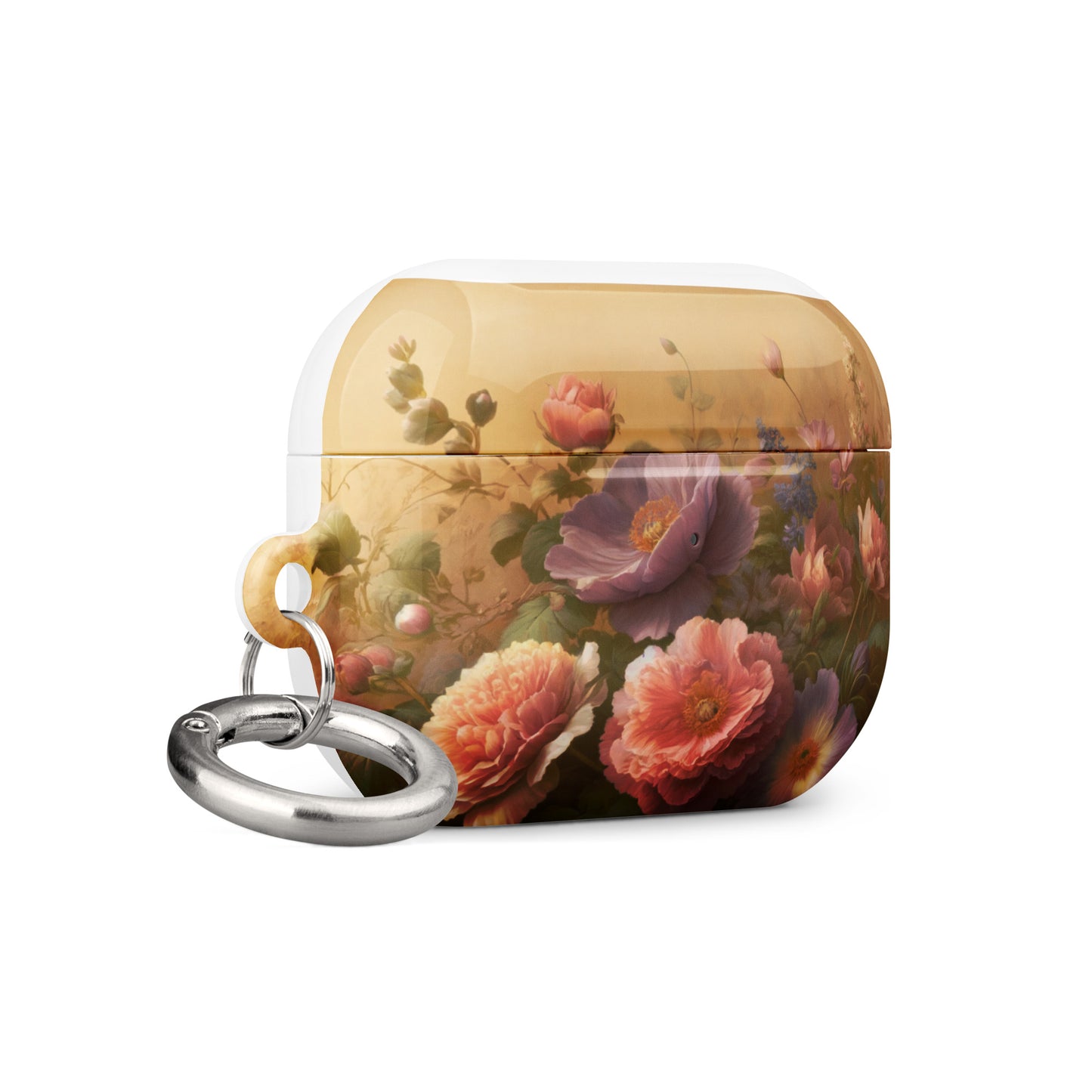 Vintage Floral AirPods® Case | Impact-Resistant Polycarbonate | Metal Carabiner | Scratch & Drop Protection - BrushstrokesOfCode