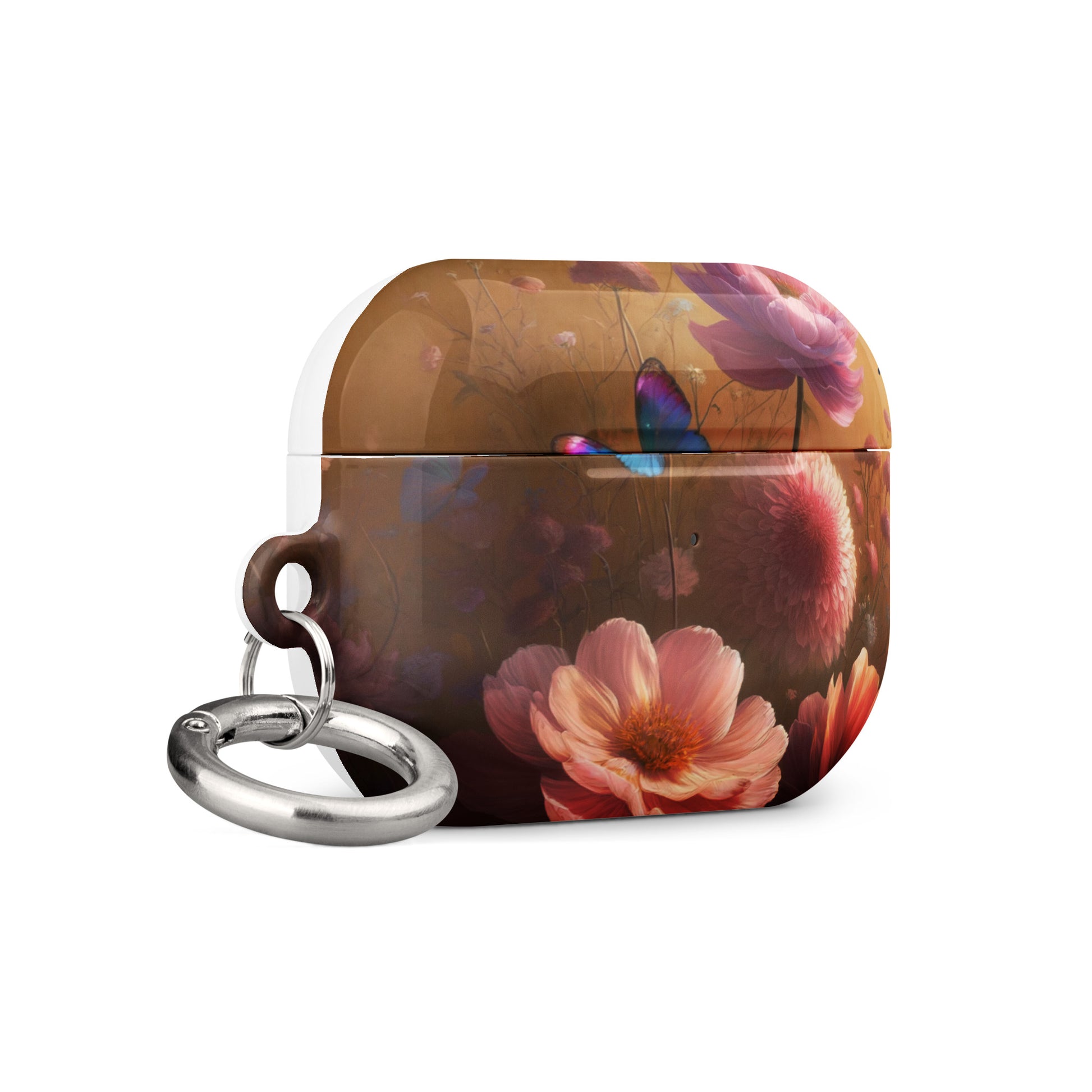 Botanical Butterfly AirPods® Case | Impact-Resistant Polycarbonate | Metal Carabiner | Scratch & Drop Protection - BrushstrokesOfCode