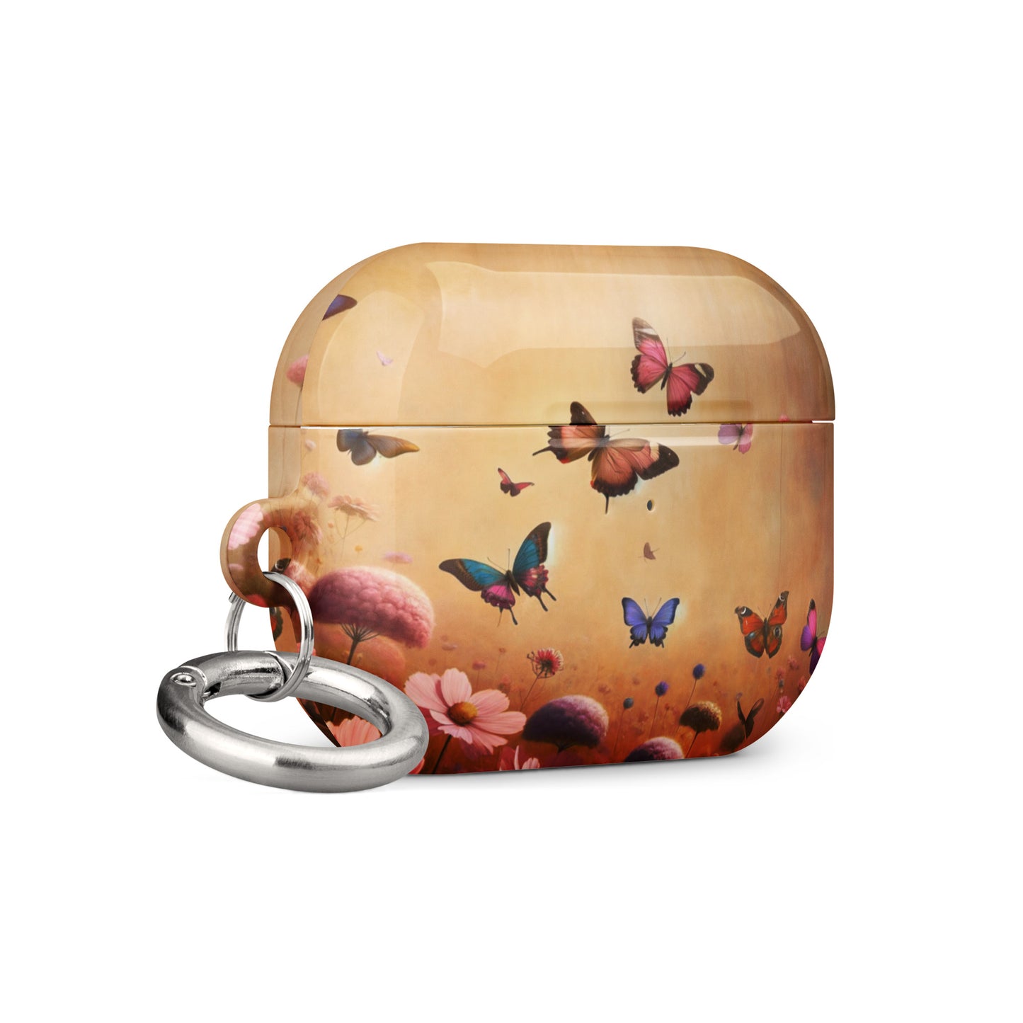 Butterfly Garden AirPods® Case | Impact-Resistant Polycarbonate | Metal Carabiner | Scratch & Drop Protection - BrushstrokesOfCode