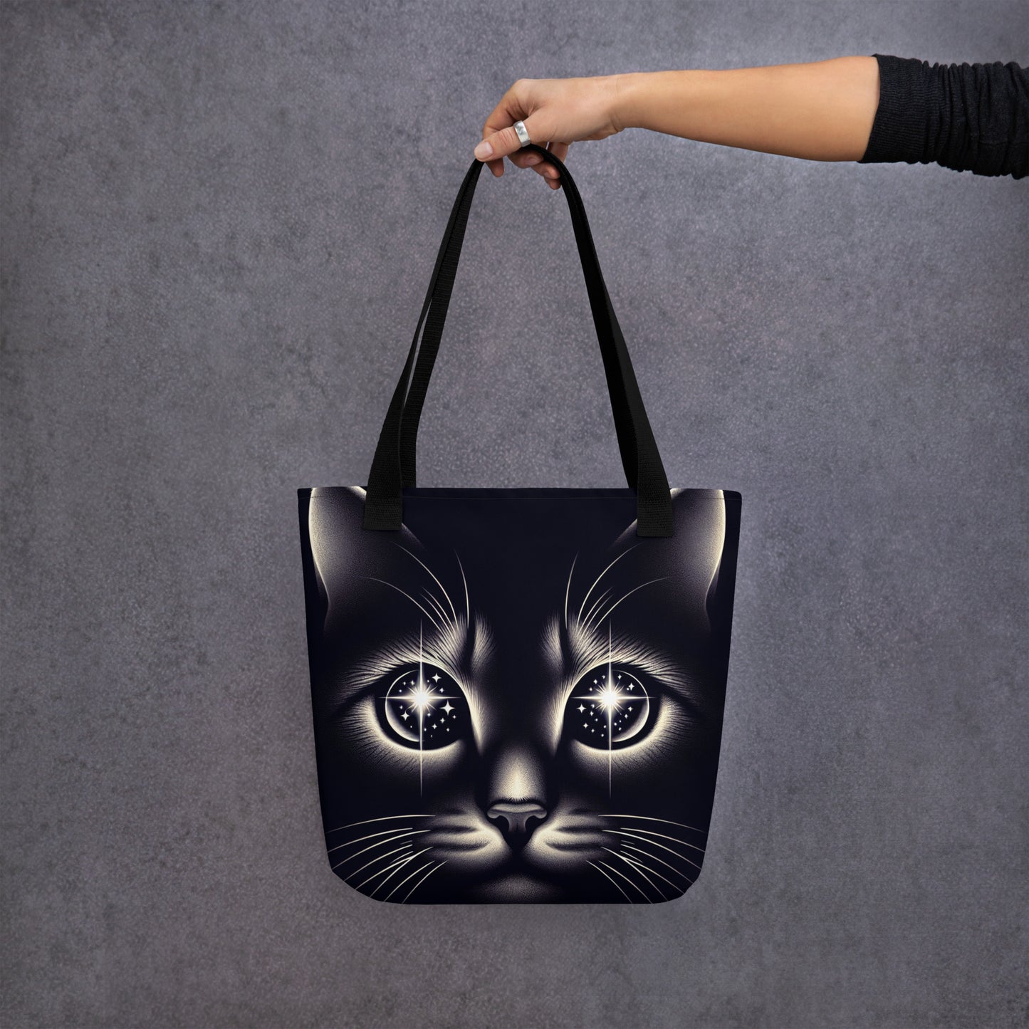 Starlight Cat Tote Bag | Spacious & Trendy | 100% Polyester Fabric | Durable Cotton Handles