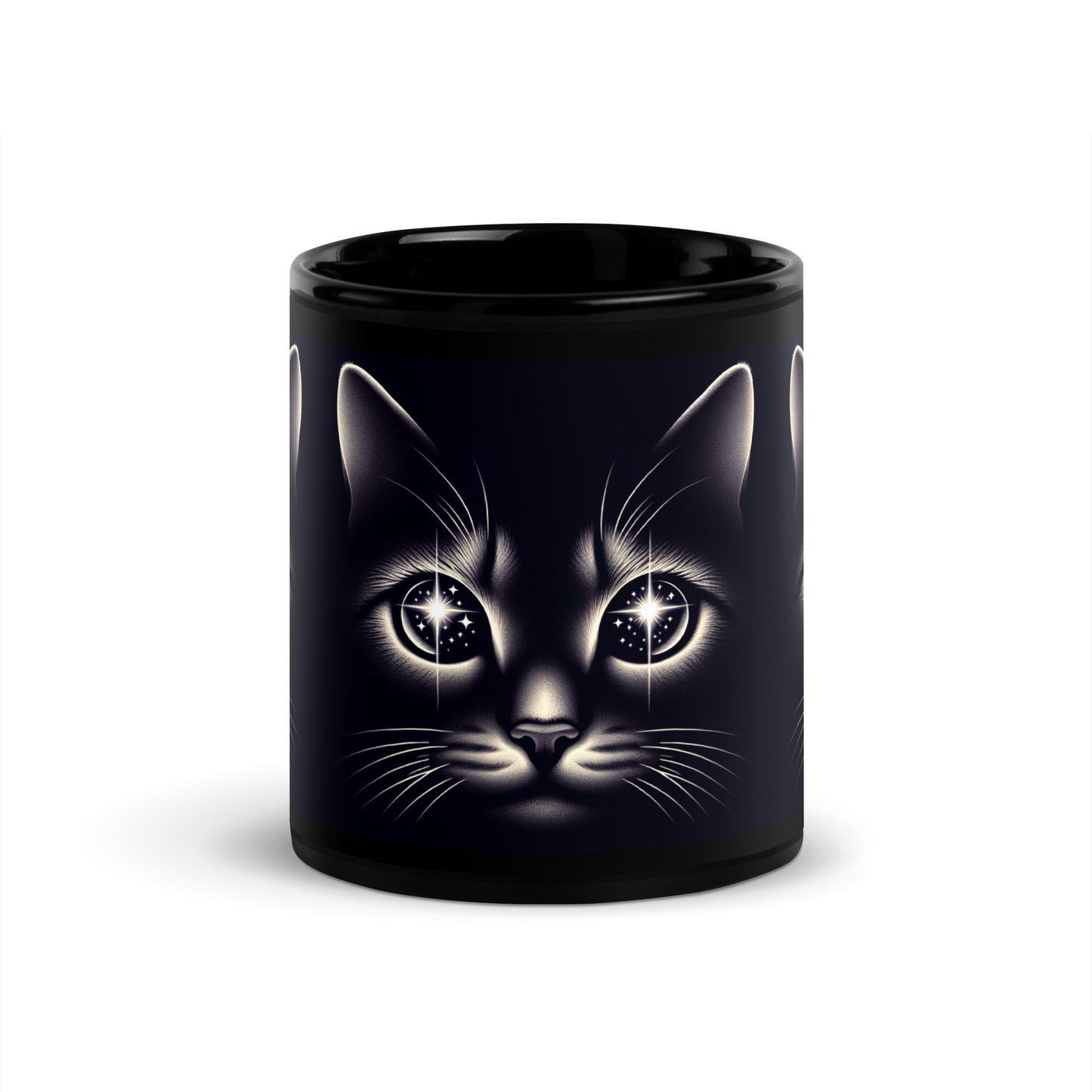 Starlit Eyes Cat Mug | Sleek Ceramic Coffee Mug | Glossy Finish | 11 oz & 15 oz
