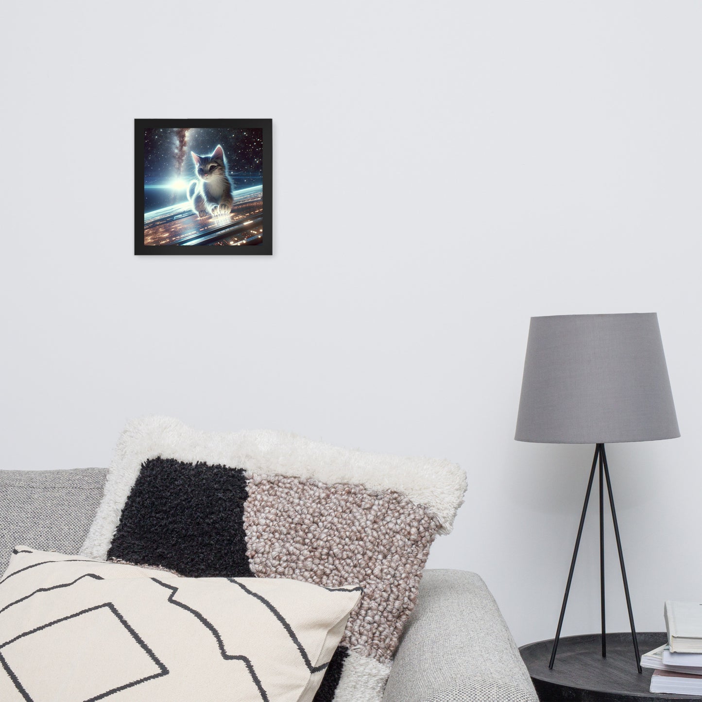 Cosmic Kitten Framed Poster | Thick Matte Paper | Renewable Wood Frame | Home Decor