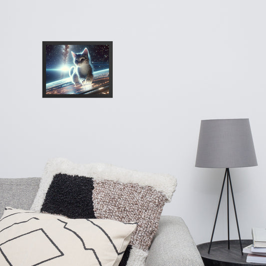 Cosmic Kitten Framed Poster | Thick Matte Paper | Renewable Wood Frame | Home Decor