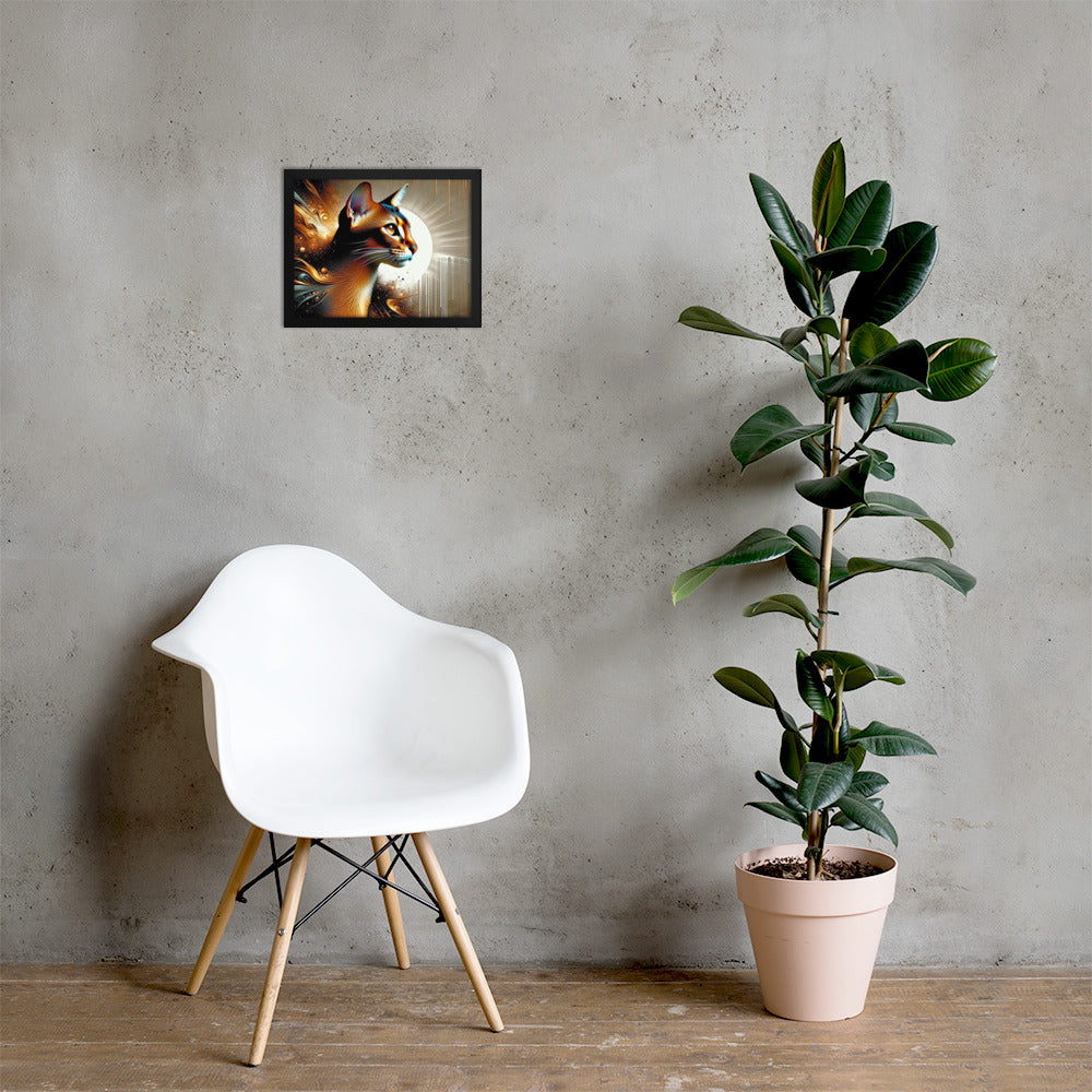 Enchanting Cat Framed Poster | Thick Matte Paper | Sustainable Ayous Wood Frame | Ready to Hang