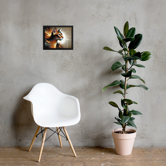 Enchanting Cat Framed Poster | Thick Matte Paper | Sustainable Ayous Wood Frame | Ready to Hang