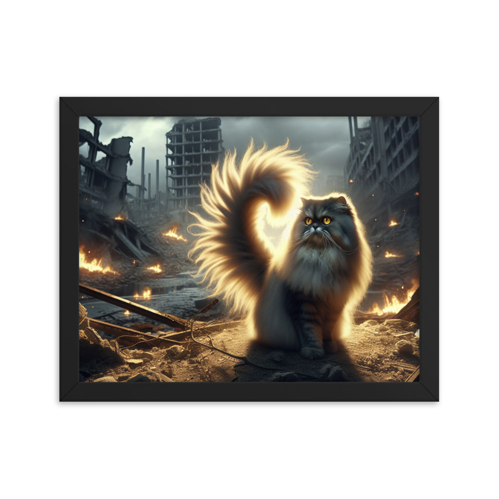 Mystical Cat Framed Poster | Thick Matte Paper | Eco-Friendly Wood Frame | Durable & Lightweight - BrushstrokesOfCode