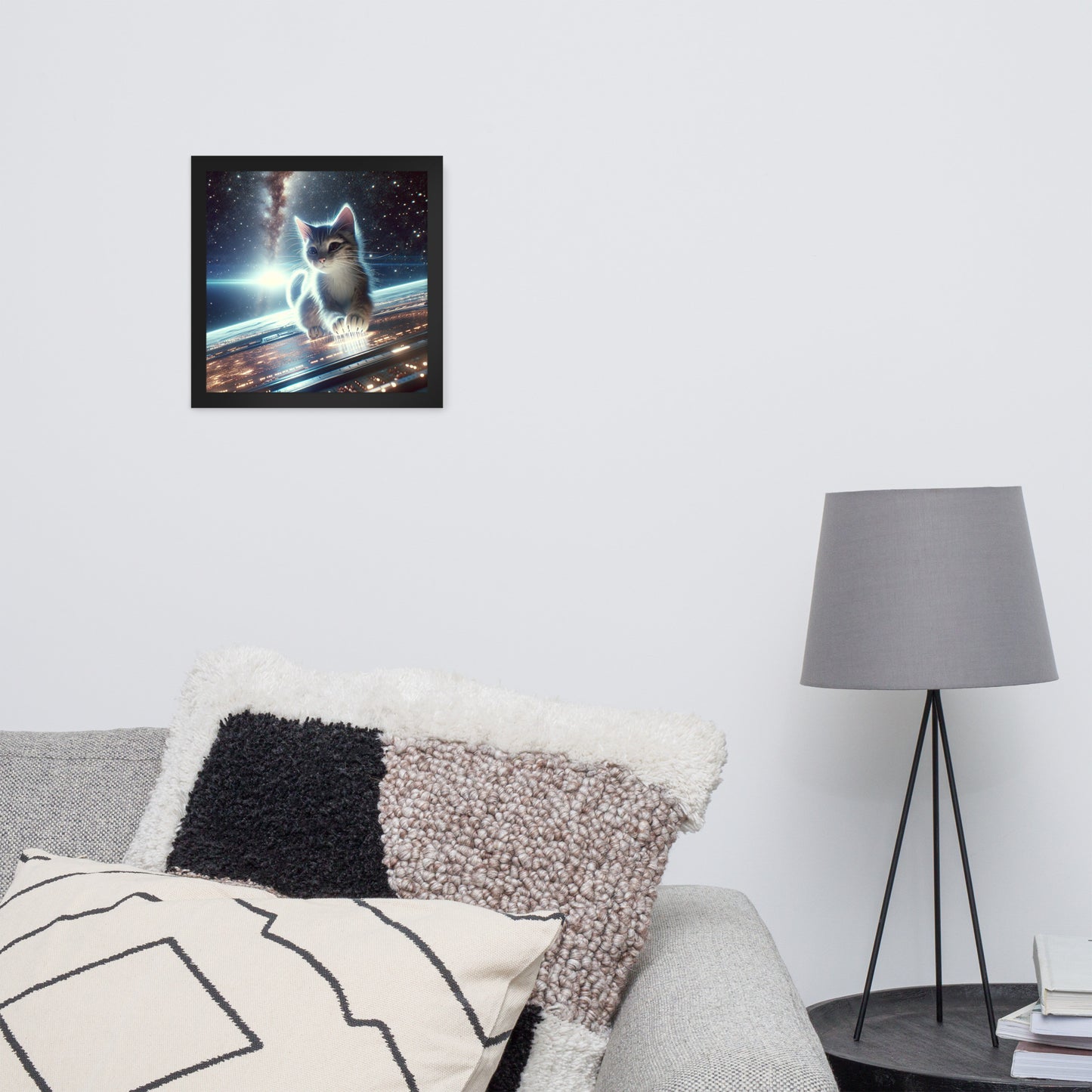 Cosmic Kitten Framed Poster | Thick Matte Paper | Renewable Wood Frame | Home Decor