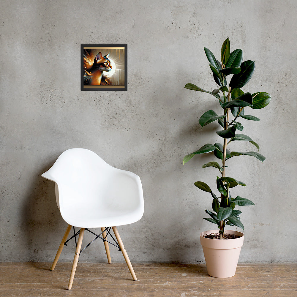 Enchanting Cat Framed Poster | Thick Matte Paper | Sustainable Ayous Wood Frame | Ready to Hang